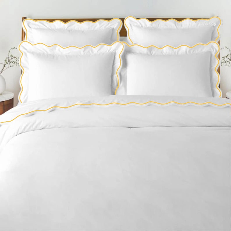 Waves - Linen Cotton Embroidered Edge Duvet Cover Sets-2