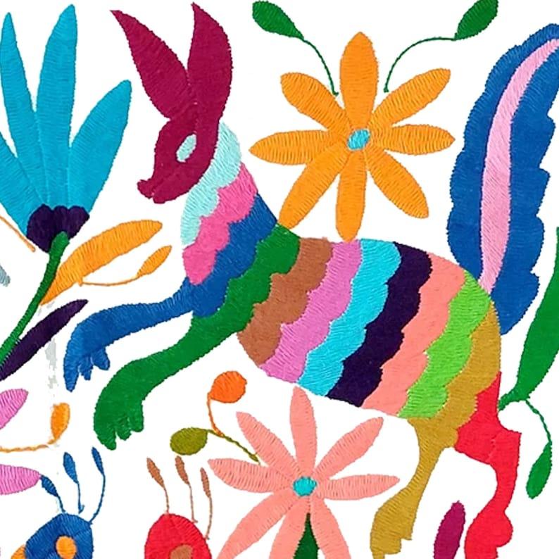 Set of 4 | Mexican Decorative Cushion Covers | Otomi Design Covers | Cotton Linen Fabric | Embroidered | With OR Without Insert - PRHOMZ