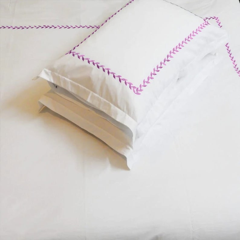 Willow Leaves - Cotton Sateen Embroidered Edge Duvet Cover Sets-5