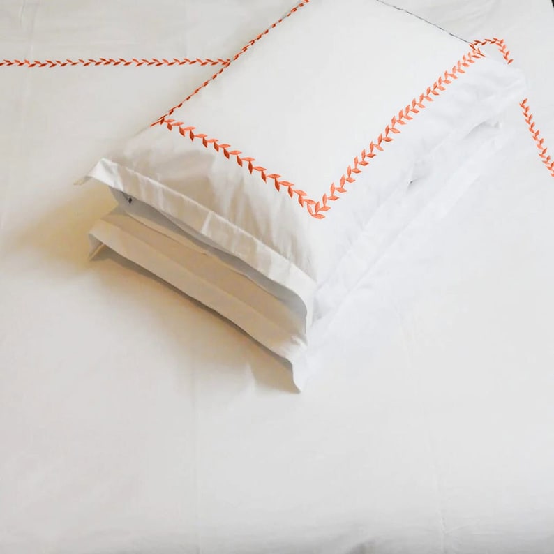 Willow Leaves - Cotton Sateen Embroidered Edge Duvet Cover Sets-3