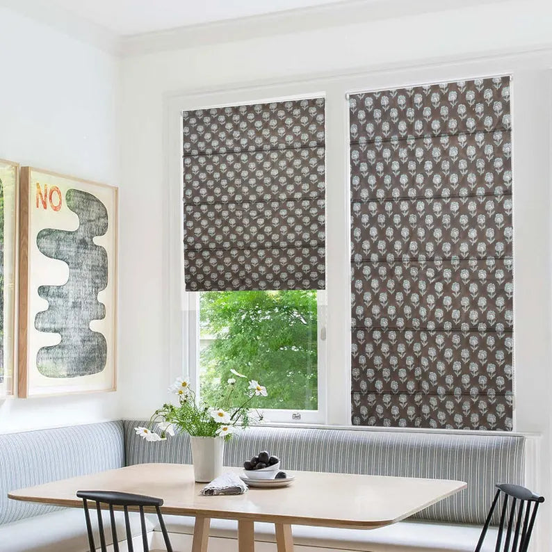 Pure Linen Block Print Blackout Window Blind - Rohini
