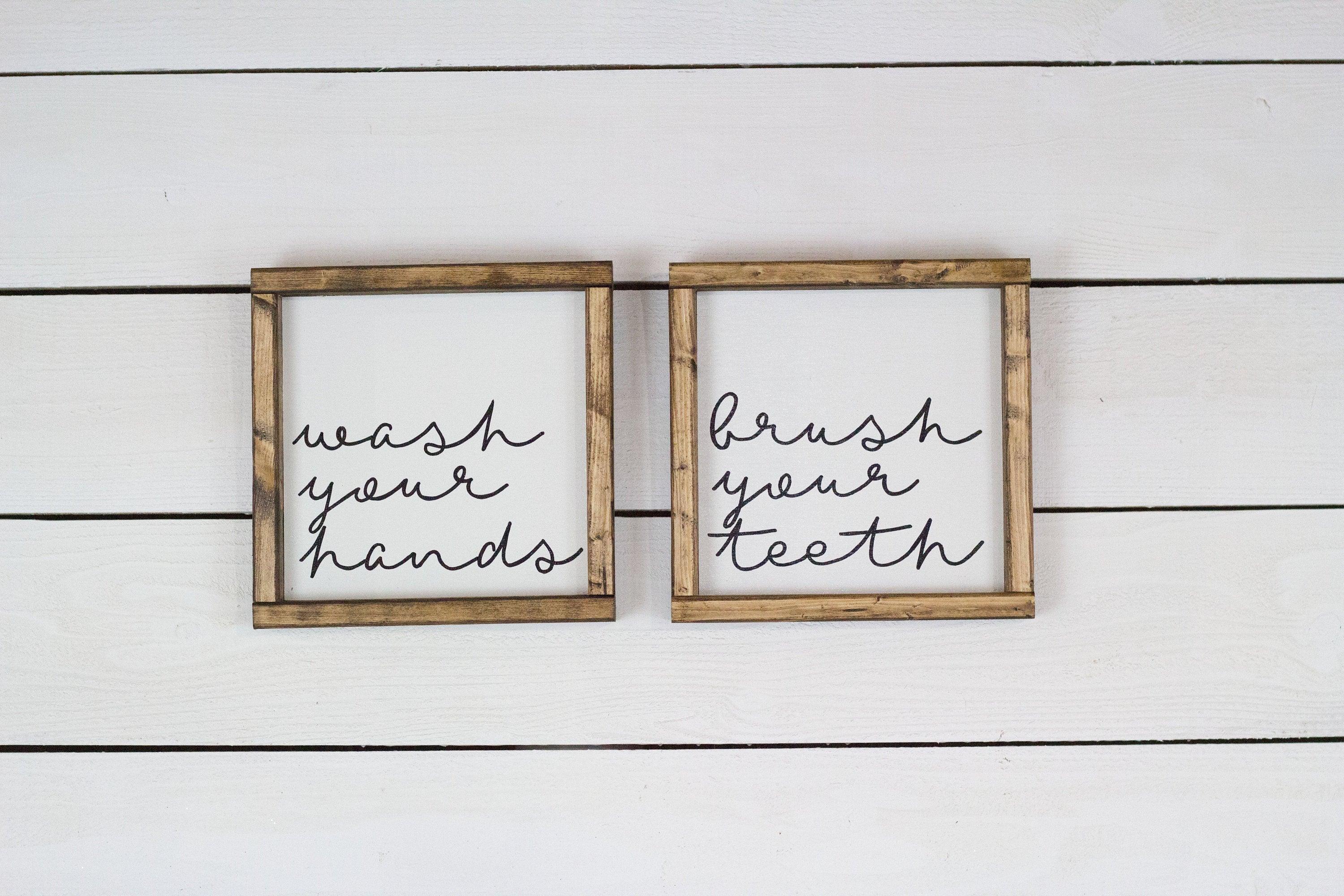 Wash Your Hands Sign Brush Your Teeth - PRHOMZ