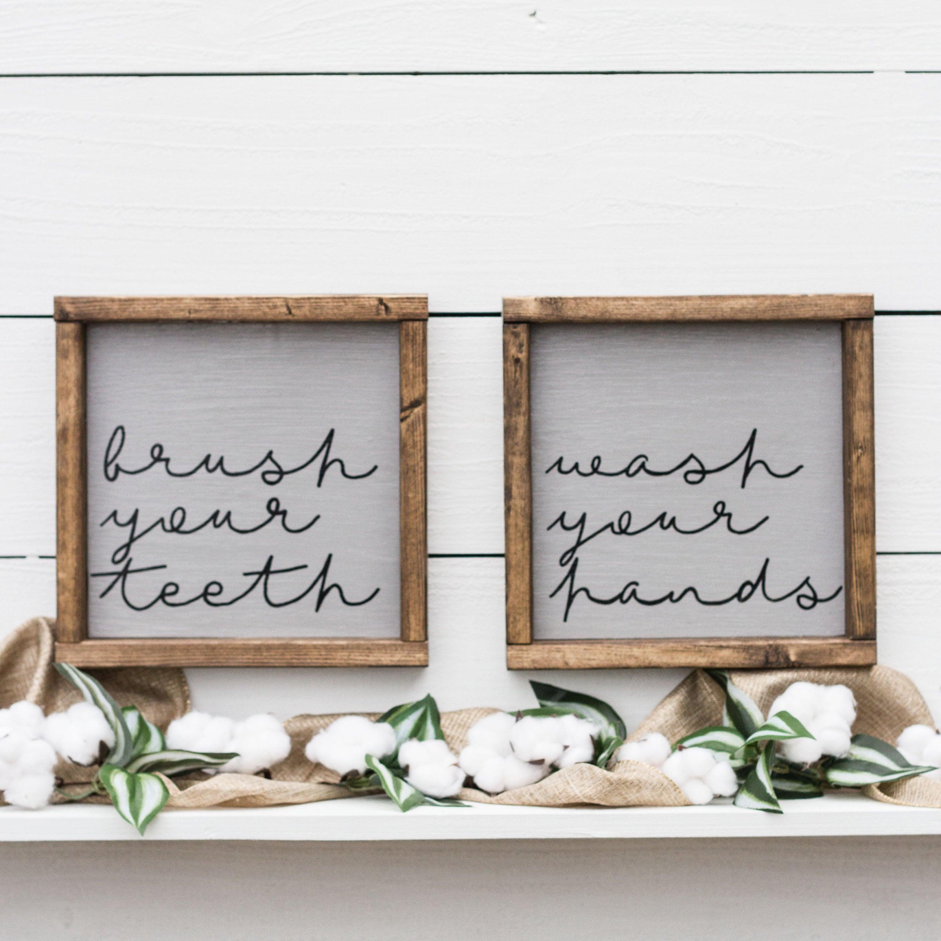 Wash Your Hands Sign Brush Your Teeth - PRHOMZ