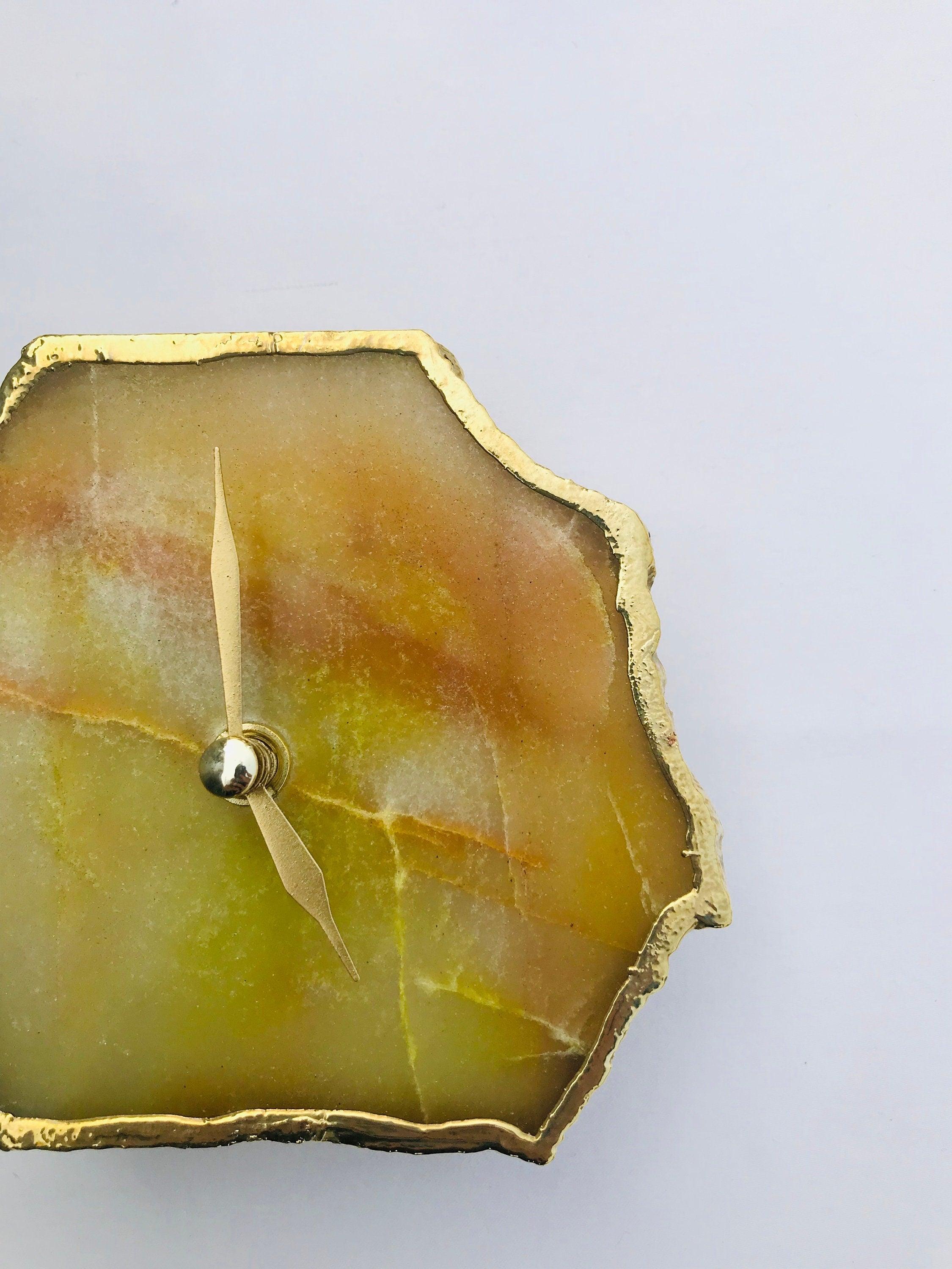 Mustard Agate Aventurine Desk/Wall Clock/Personalised Momento - PRHOMZ