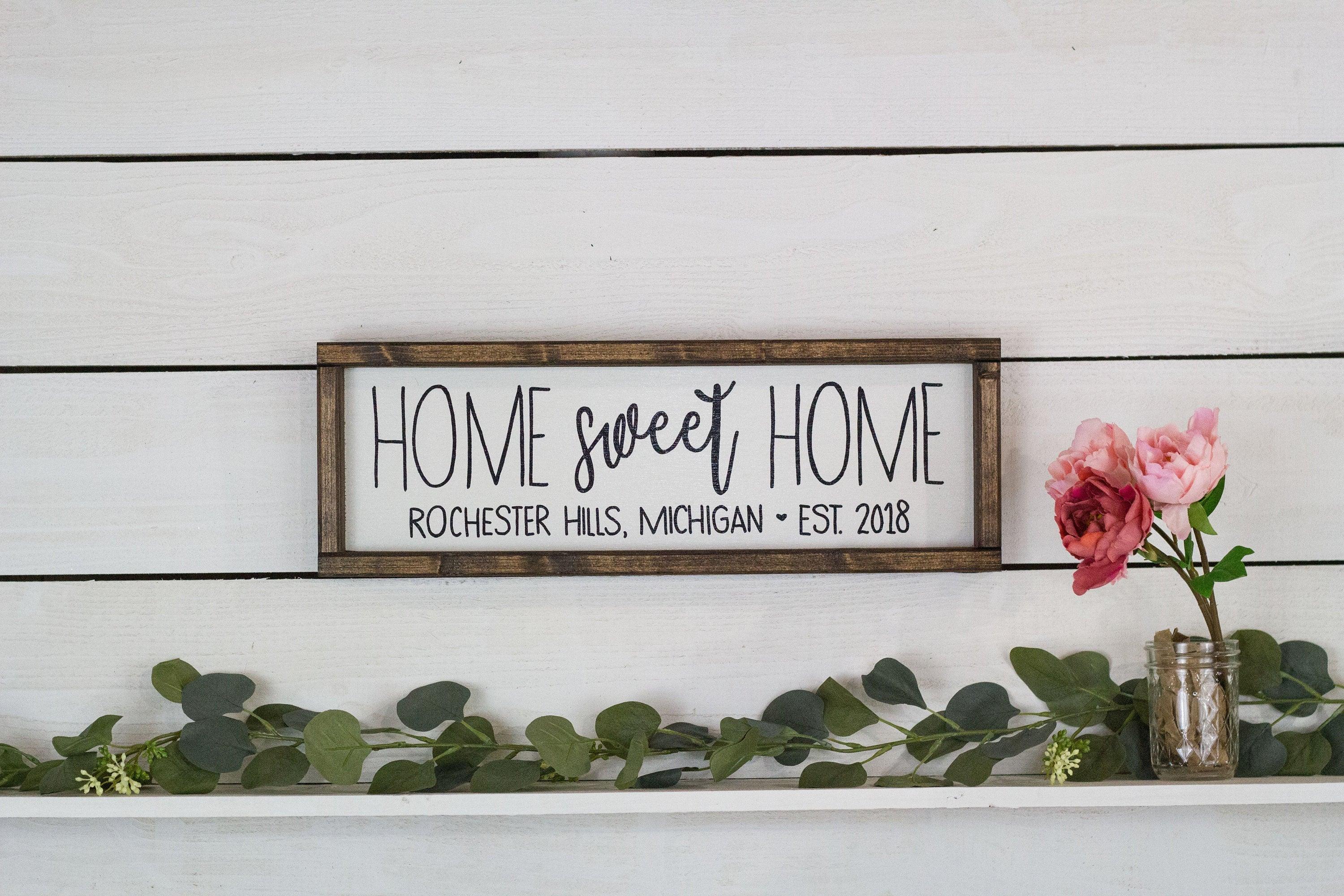 Home Sweet Home Sign with Location and Established Year - City, State Sign - PRHOMZ