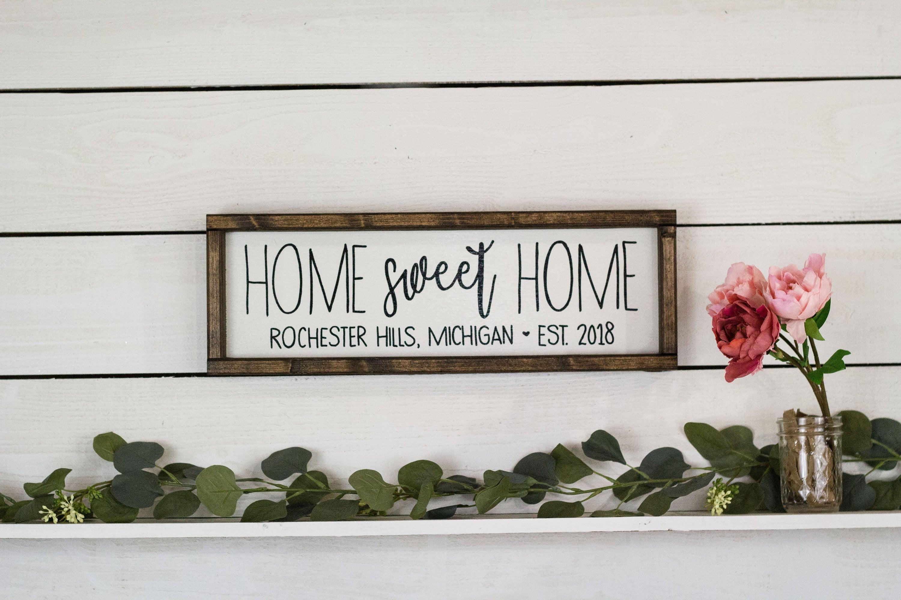 Home Sweet Home Sign with Location and Established Year - City, State Sign - PRHOMZ