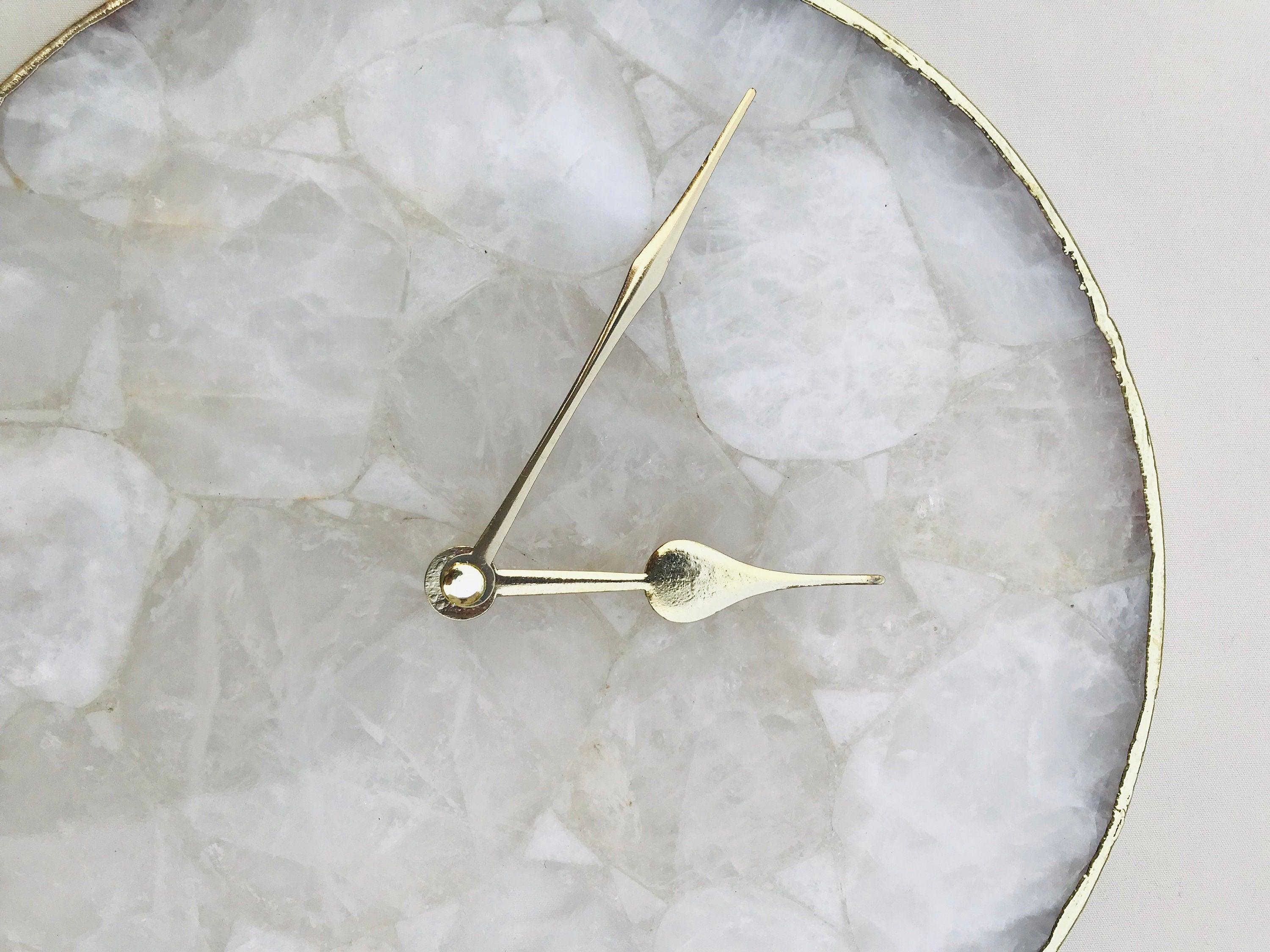 Large Clear Crystal Agate Wall Clock/Personalised Momento - PRHOMZ