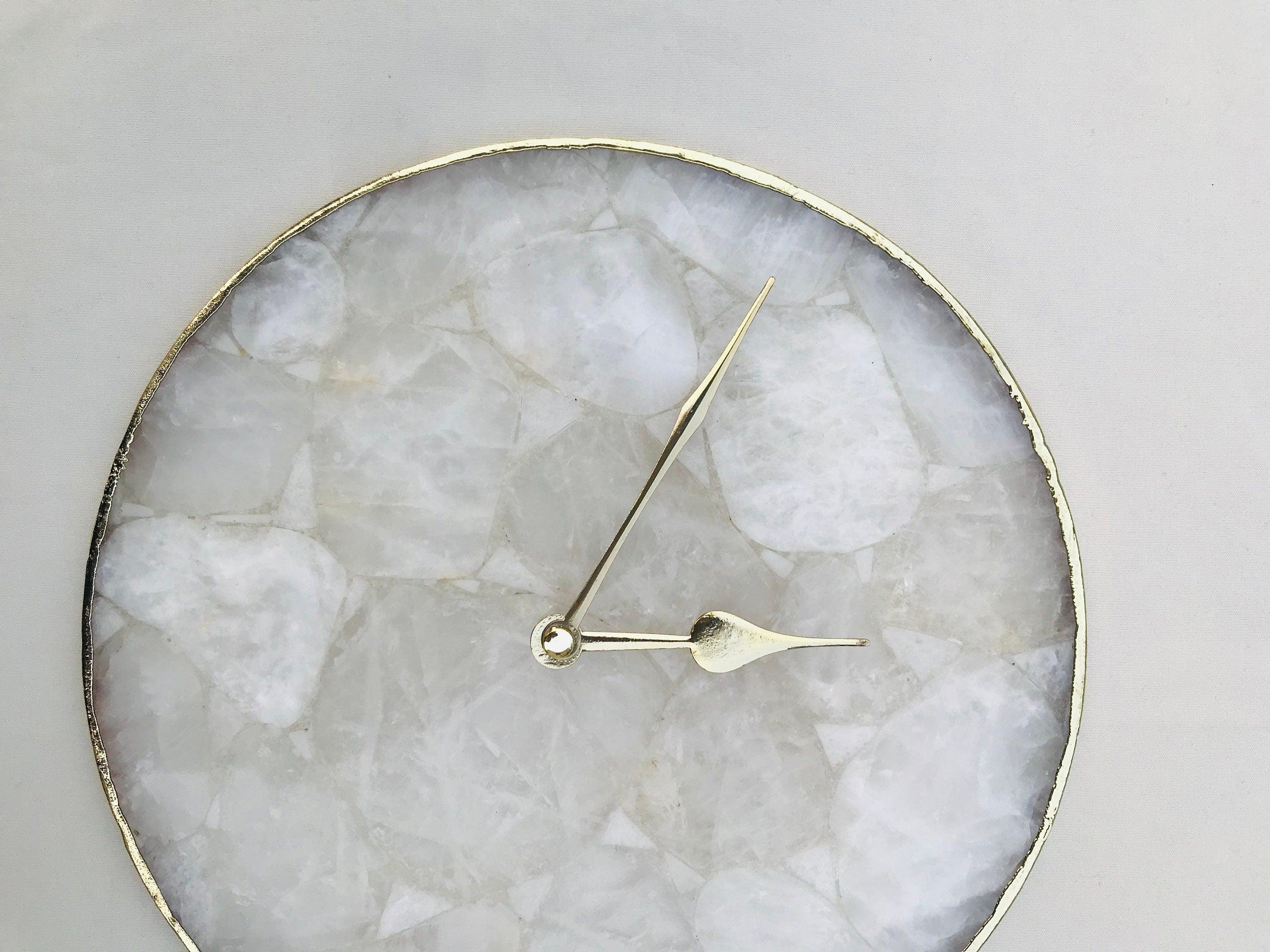 Large Clear Crystal Agate Wall Clock/Personalised Momento - PRHOMZ