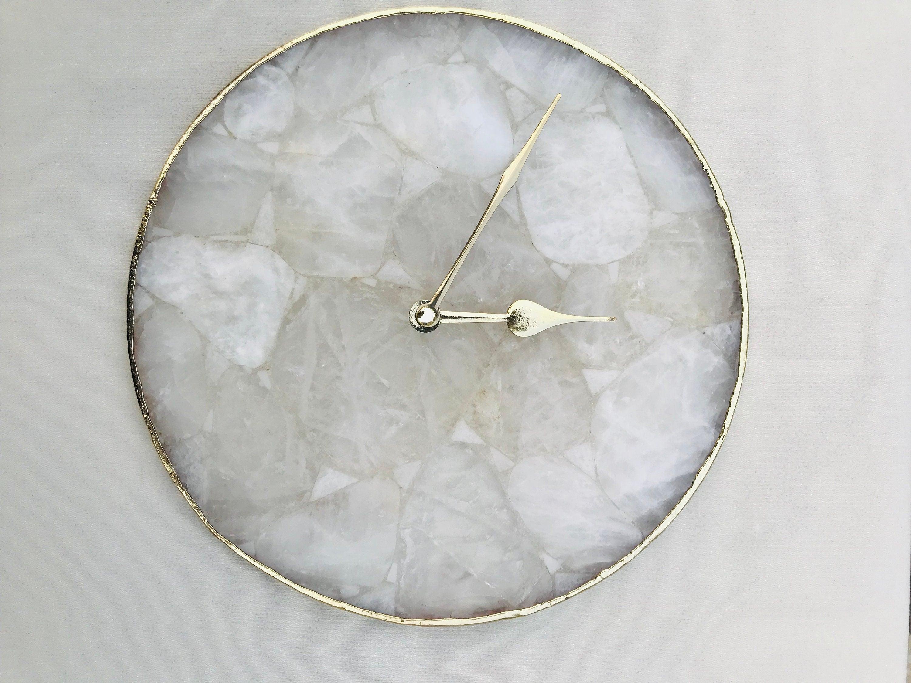 Large Clear Crystal Agate Wall Clock/Personalised Momento - PRHOMZ