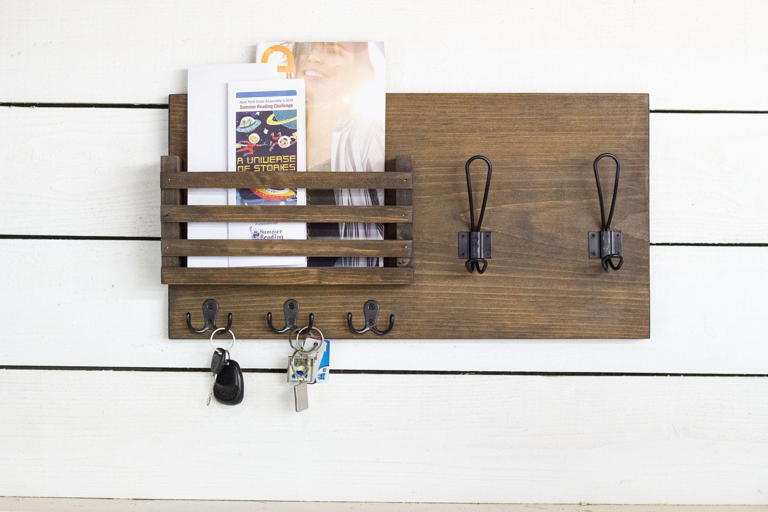 Mail Holder with Key Hooks and Farmhouse Style Coat Hooks - PRHOMZ