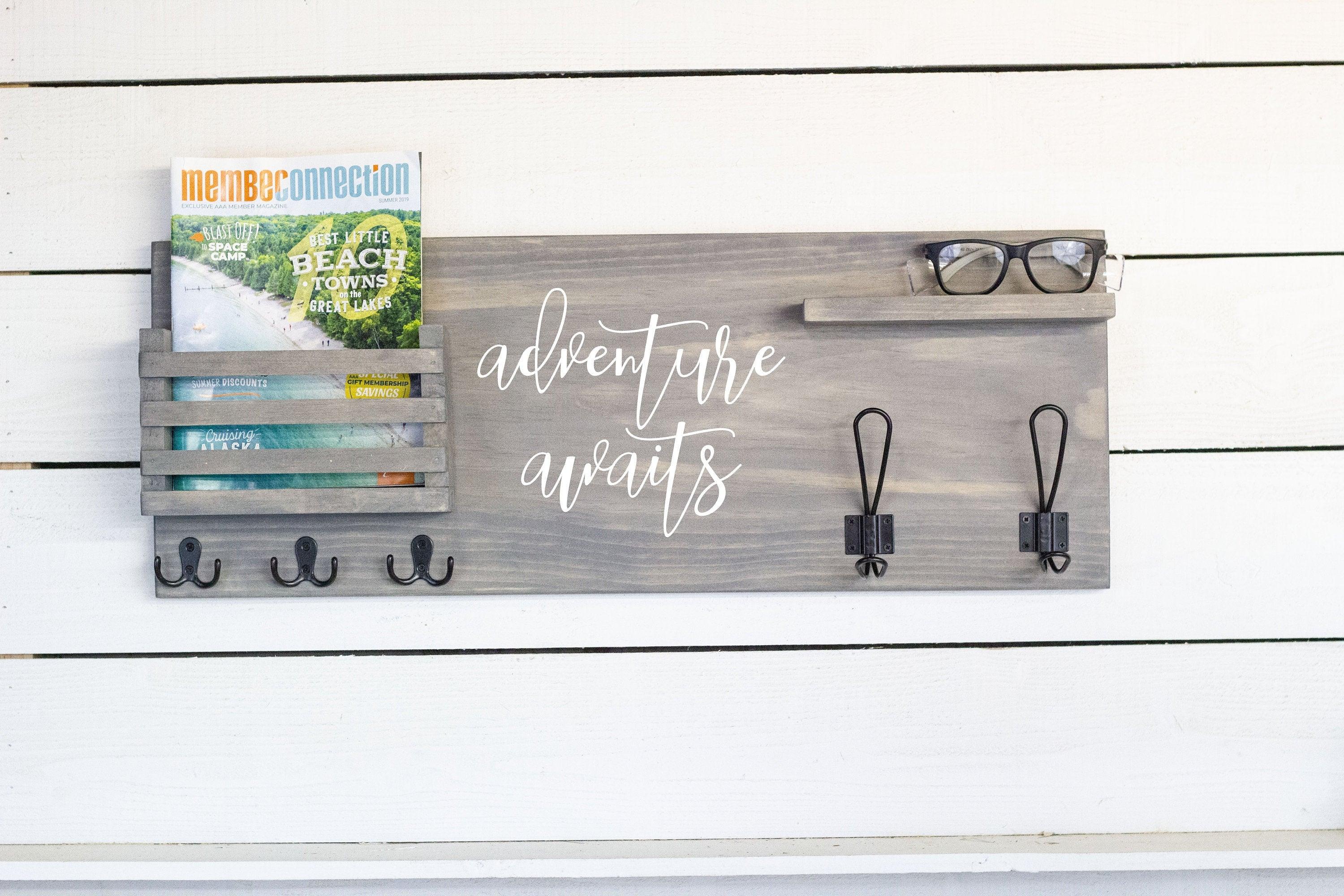 Coat Rack Mail Holder with Key Hooks and Small Shelf. - PRHOMZ