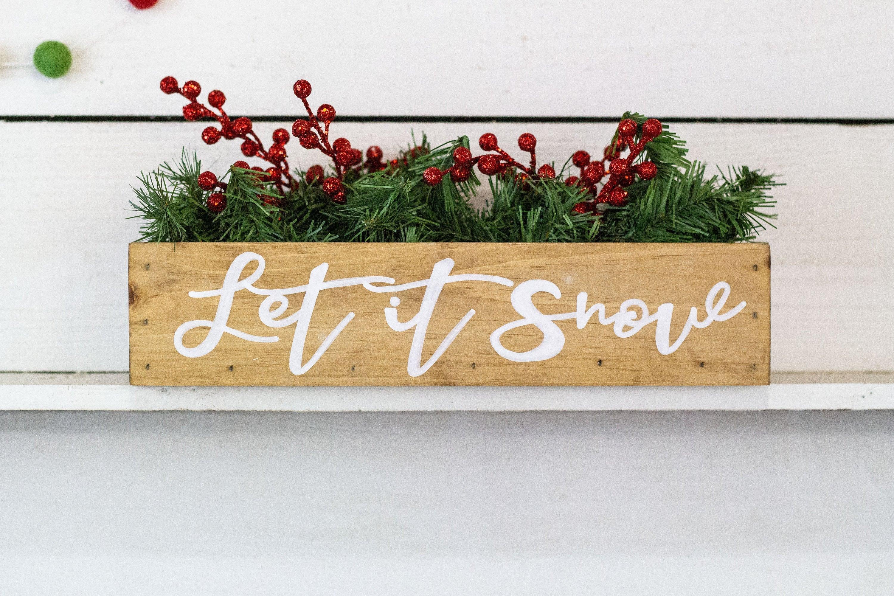 Merry + Bright Christmas Centerpiece, Wood Box - PRHOMZ