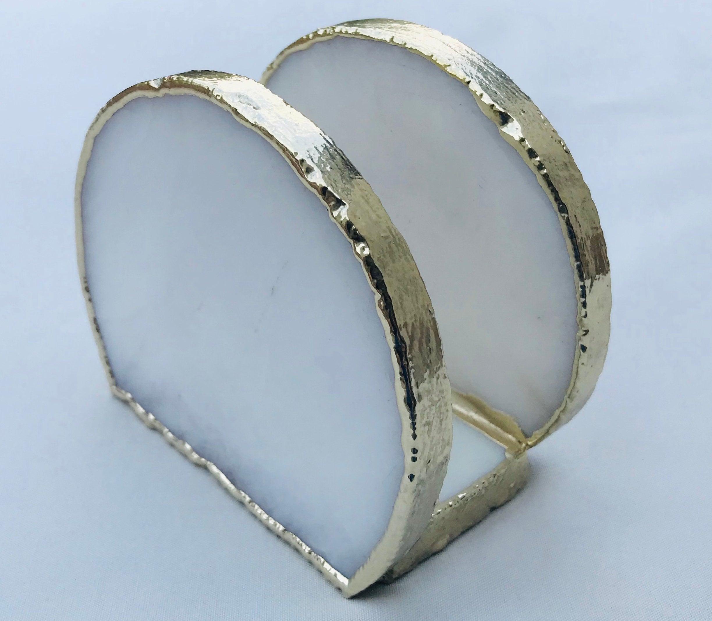 Hand Rounded White Agate Napkin Holder/Natural Stone Napkin Holder/Paper Napkin Holder/Desk Napkin Holder/Picnic Holder - PRHOMZ