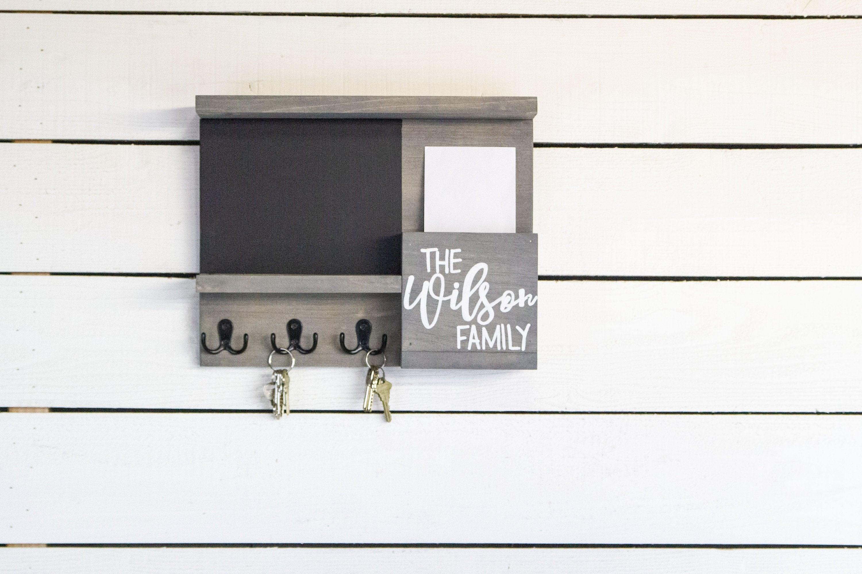 Small Home Command Center, Chalkboard, Mail Holder and Key Hooks - PRHOMZ