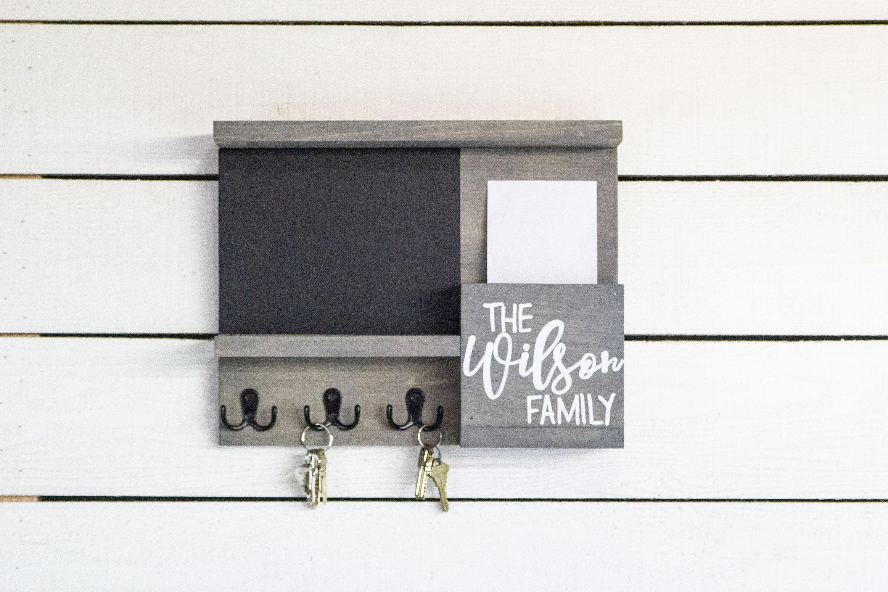 Small Home Command Center, Chalkboard, Mail Holder and Key Hooks - PRHOMZ