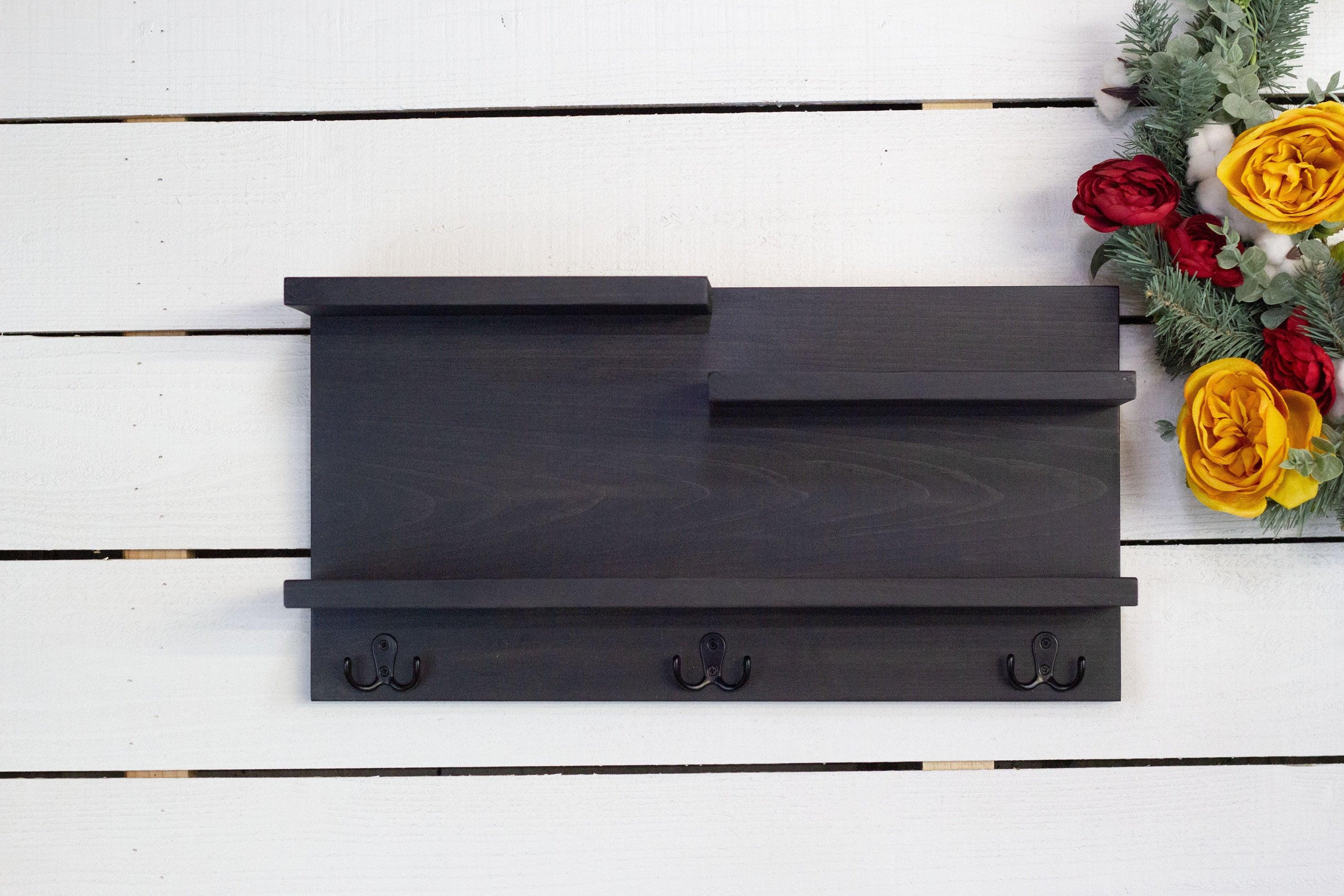 Bathroom Wall Shelf with 3 Double Towel Hooks - PRHOMZ