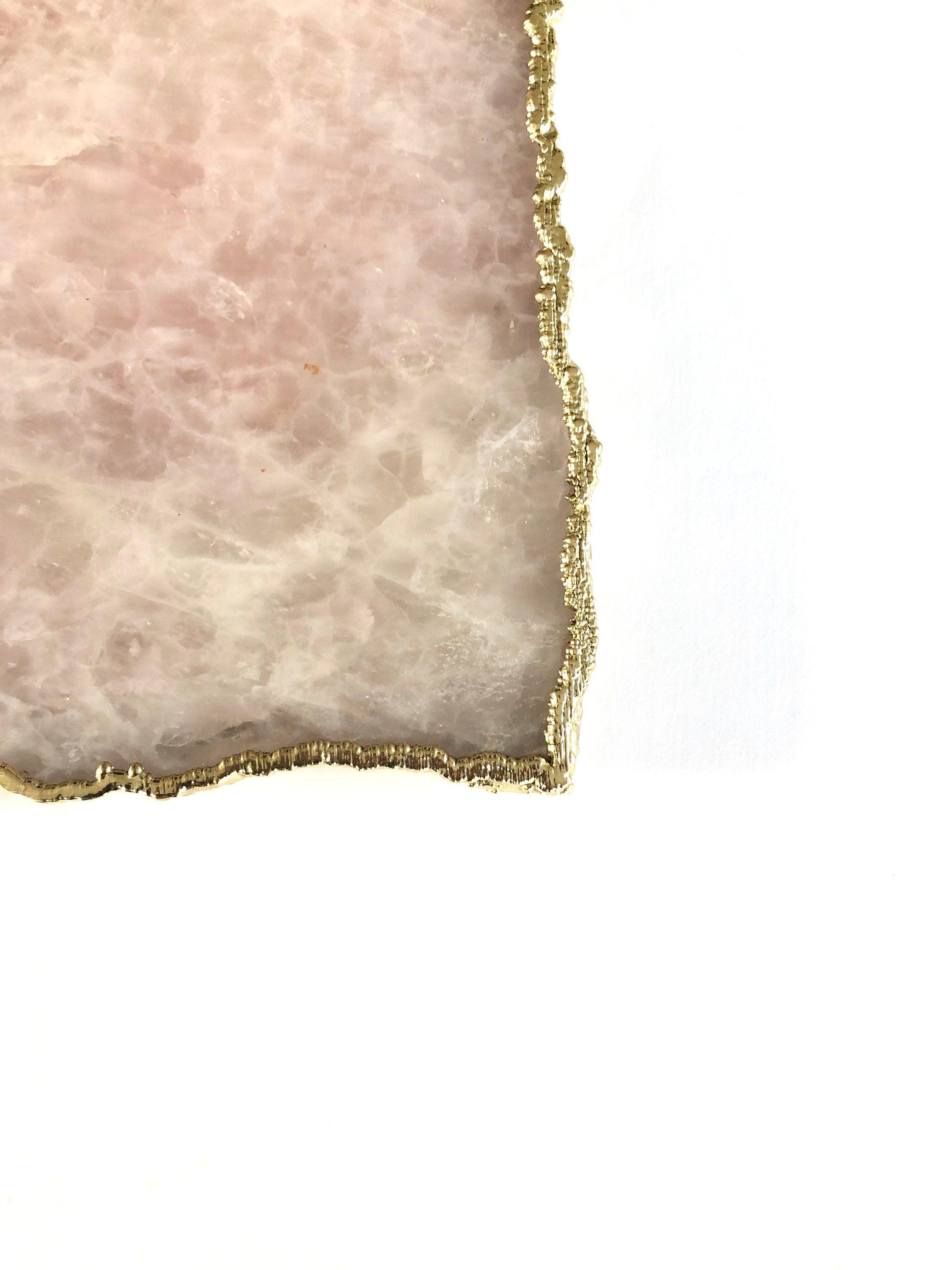 Large Rose Quartz Agate Wall Clock/Personalised Momento/10"x15" - PRHOMZ