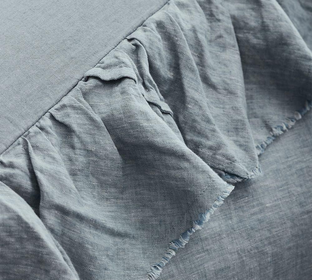 Sky Blue - 100% Pure Linen | Linen Cotton Mix | 3 Piece Ruffle Duvet Cover Set | Handmade | Pre-washed | Soft - PRHOMZ