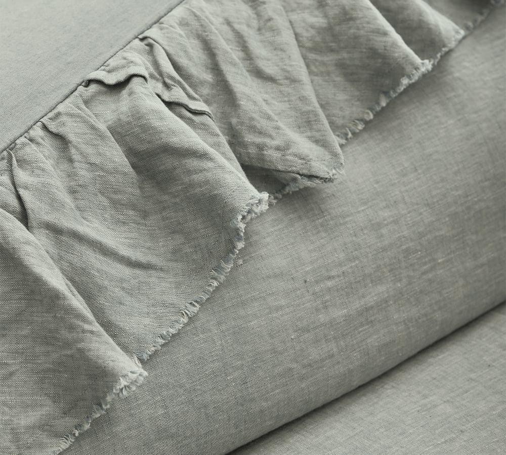 Sage Green - 100% Pure Linen | Linen Cotton Mix | 3 Piece Ruffle Duvet Cover Set | Handmade | Pre-washed | Soft - PRHOMZ