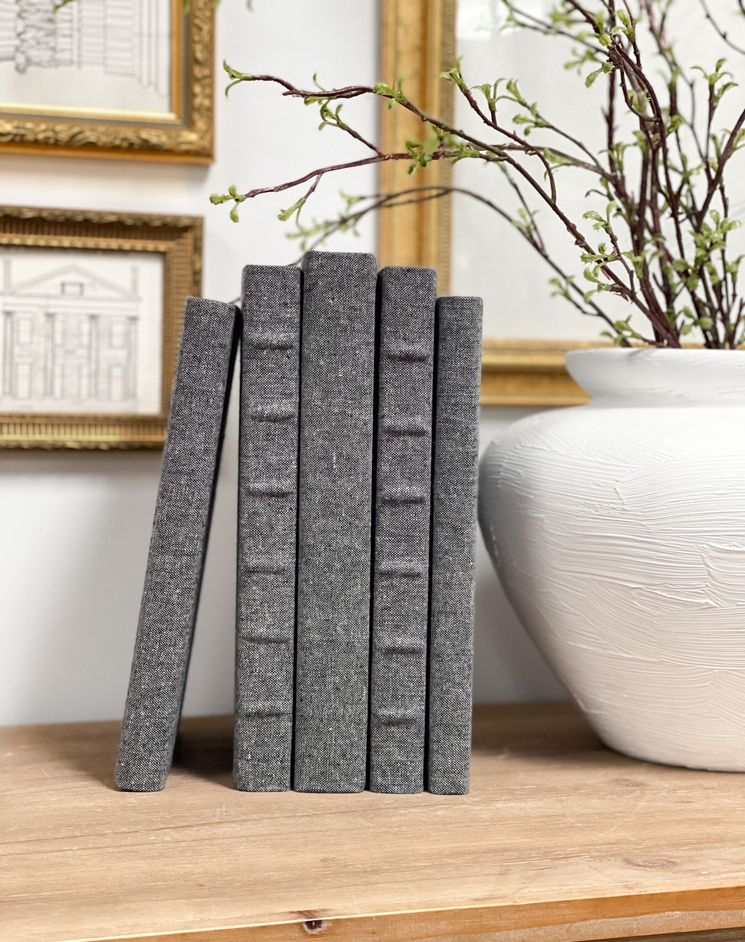 Linen Covered Decorative Books for Shelf Decor