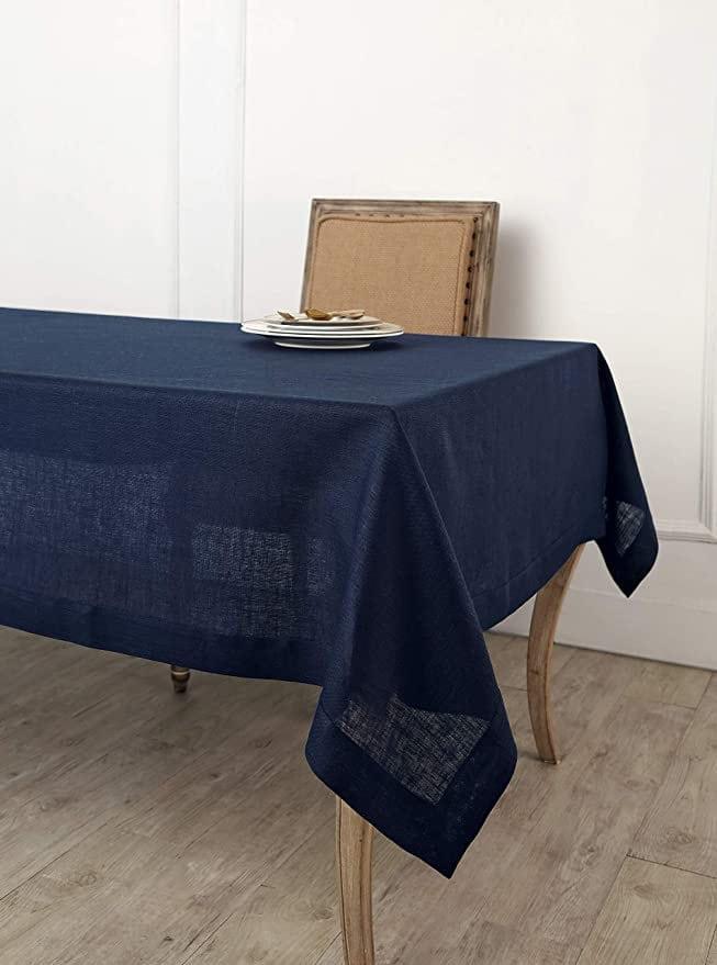 Navy Blue Tablecloth | Pure Linen | Linen Cotton Mix | Soft | Handmade | Customisable Sizes | Customisable Shapes - PRHOMZ