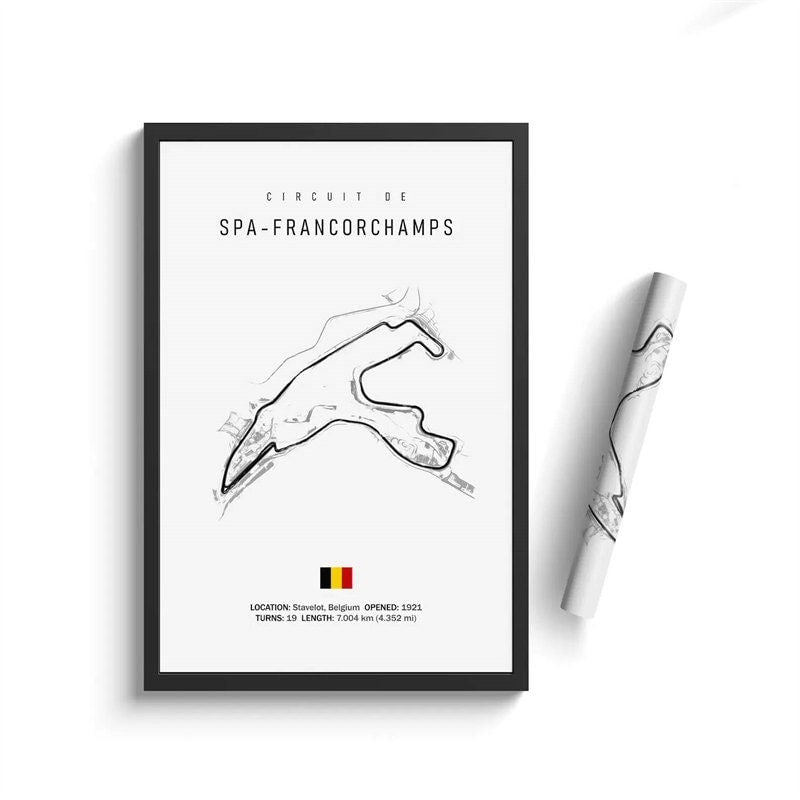 Poster Formel 1 Kalender 2025 Strecken Großer Preis von Monaco Spa Francorchamps Deko Print ohne Rahmen-4