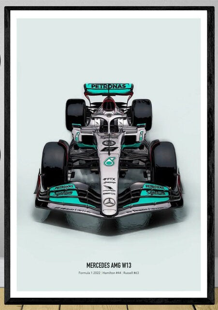 Poster Formel 1 Rennwagen Grand Prix Rennfahrer Namen Wagen Nummer I Deko Print ohne Rahmen-1