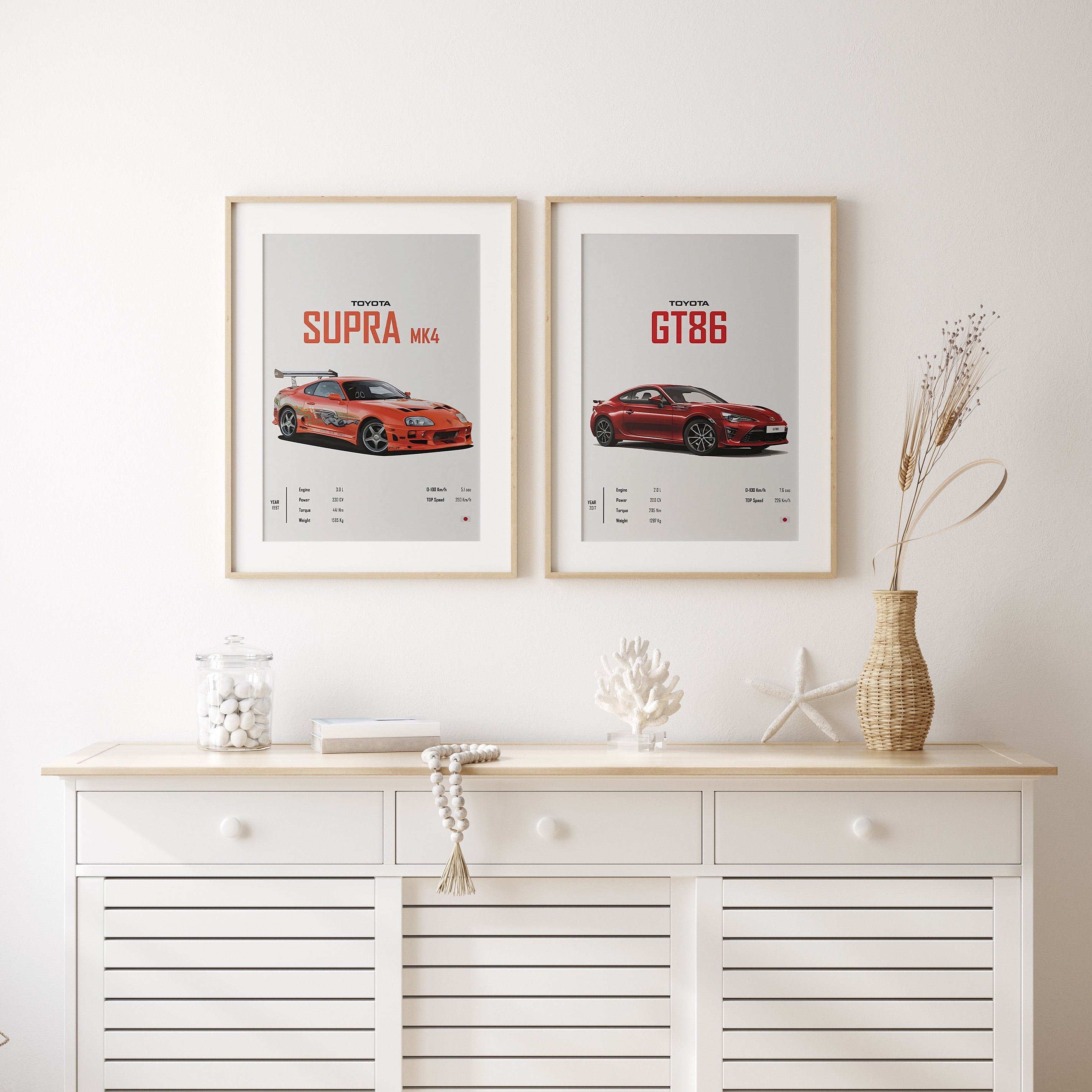 Poster Sportwagen TOYOTA SUPRA GT86 Klassiker Legenden I Geschenk für ihn I Wohnzimmmer & Büro I Wand Deko I Print ohne Rahmen-3