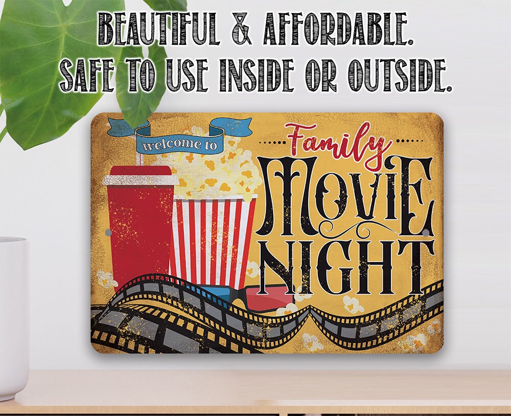 Welcome to Family Movie Night - Metal Sign