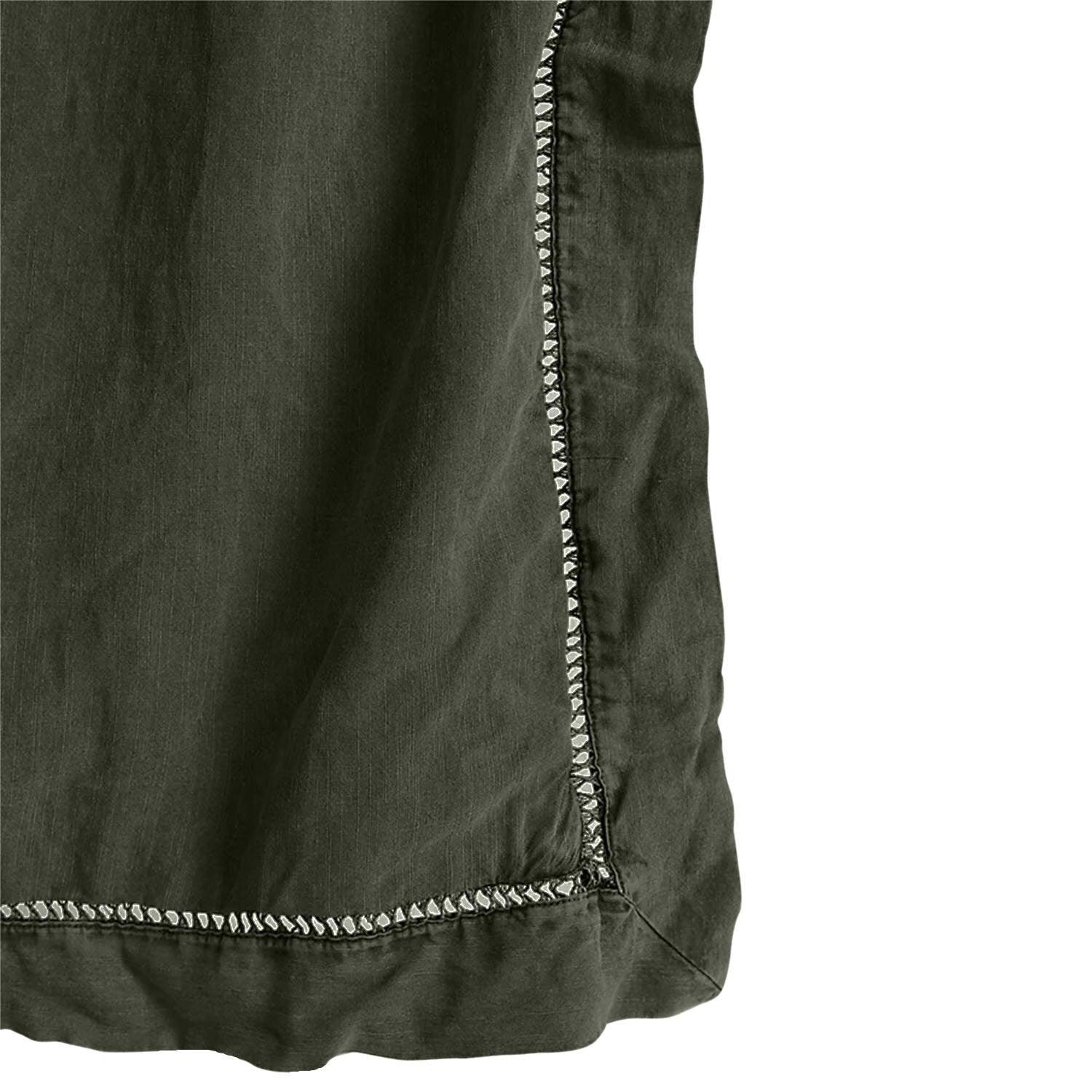 Embroidered Edge Moss Green 100% Pure Linen | Linen Cotton Mix | 3 Piece Duvet Cover Set | 4 Piece Sheet Set | Handmade | Pre-washed | Soft - PRHOMZ