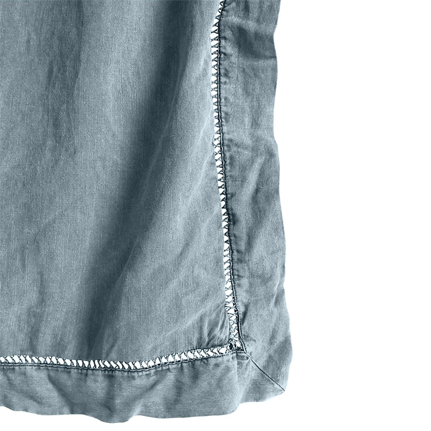 Embroidered Edge Sky Blue 100% Pure Linen | Linen Cotton Mix | 3 Piece Duvet Cover Set | 4 Piece Sheet Set | Handmade | Pre-washed | Soft - PRHOMZ