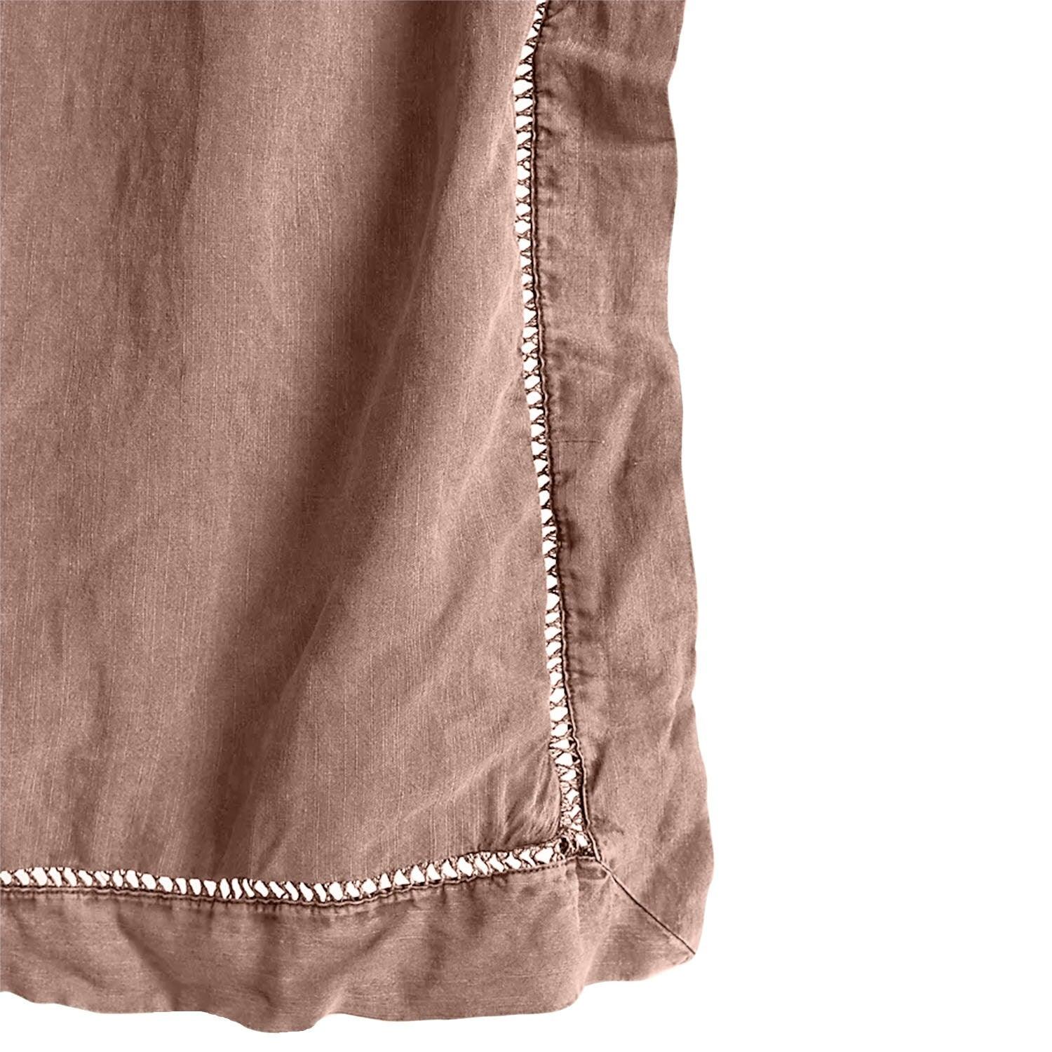 Embroidered Edge Clay 100% Pure Linen | Linen Cotton Mix | 3 Piece Duvet Cover Set | 4 Piece Sheet Set | Handmade | Pre-washed | Soft - PRHOMZ