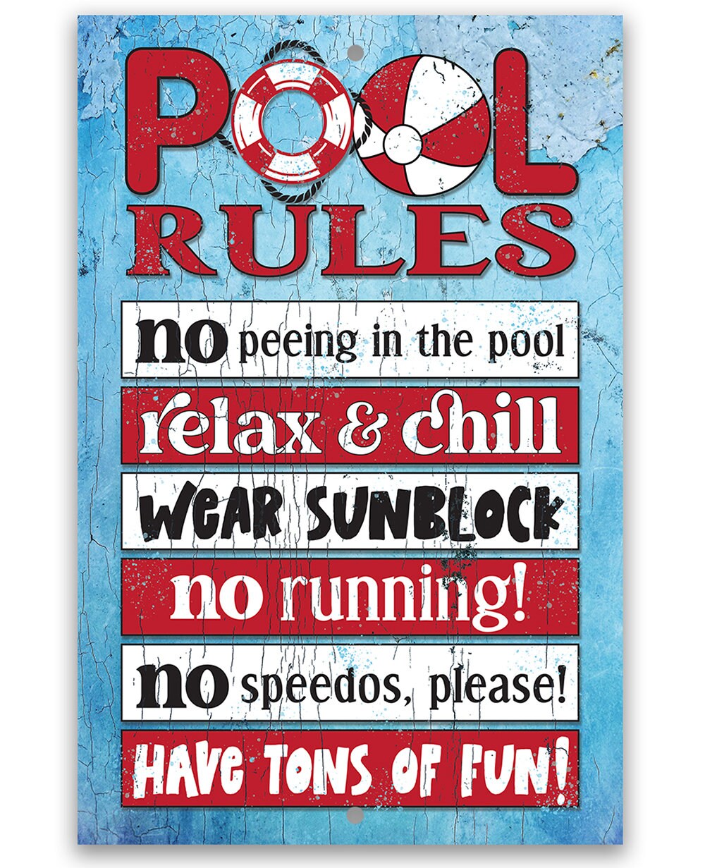 Pool Rules - Metal Sign