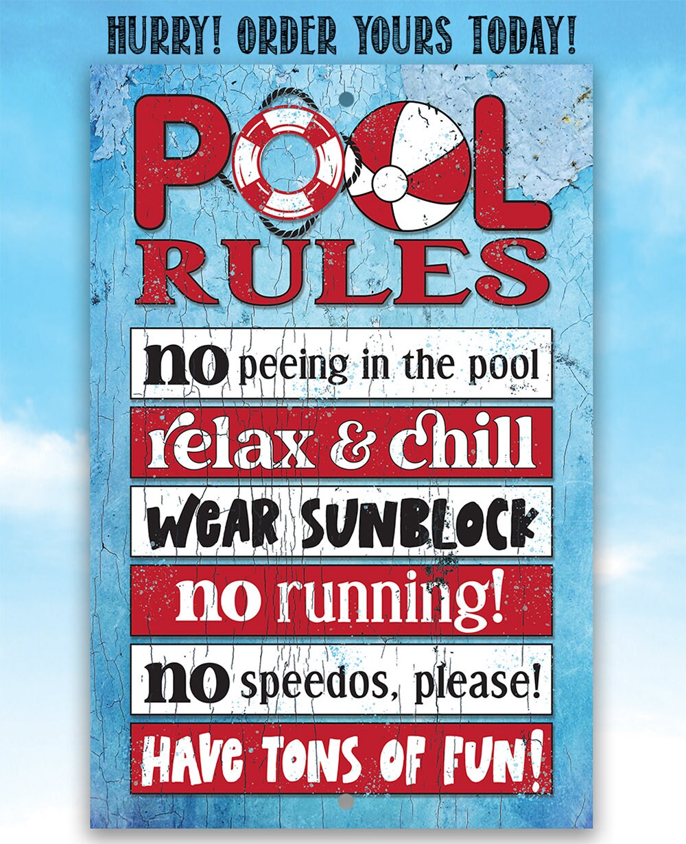 Pool Rules - Metal Sign