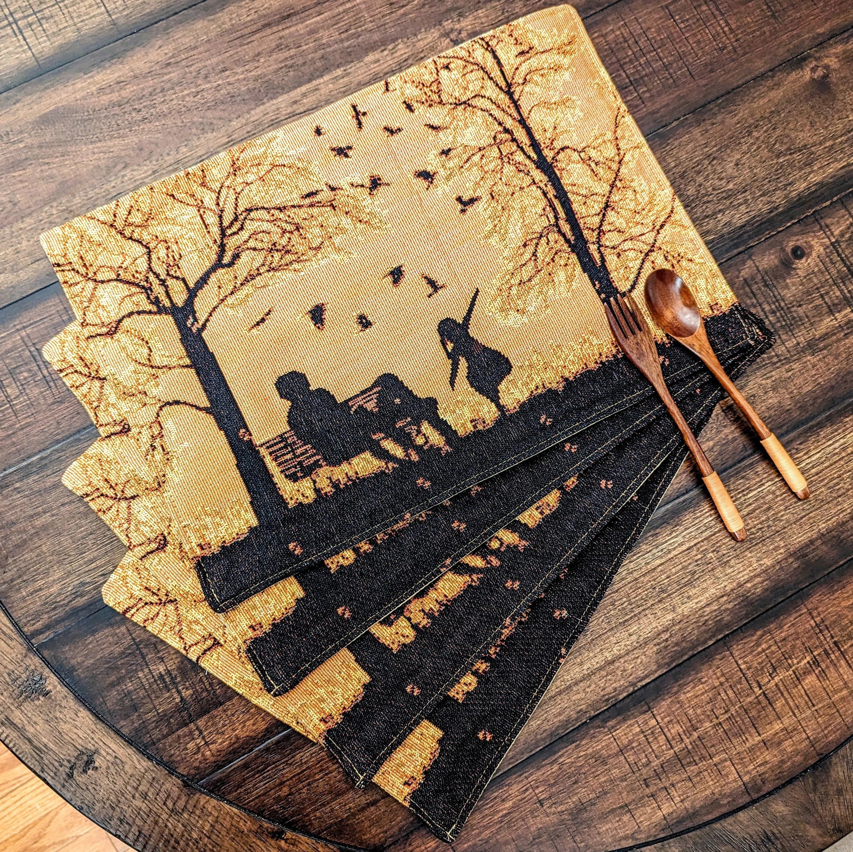 DaDalogy Bedding Set of 4 Pieces Autumn Birds Blessing Tapestry Dining Placemats 13” x 19” (18198)