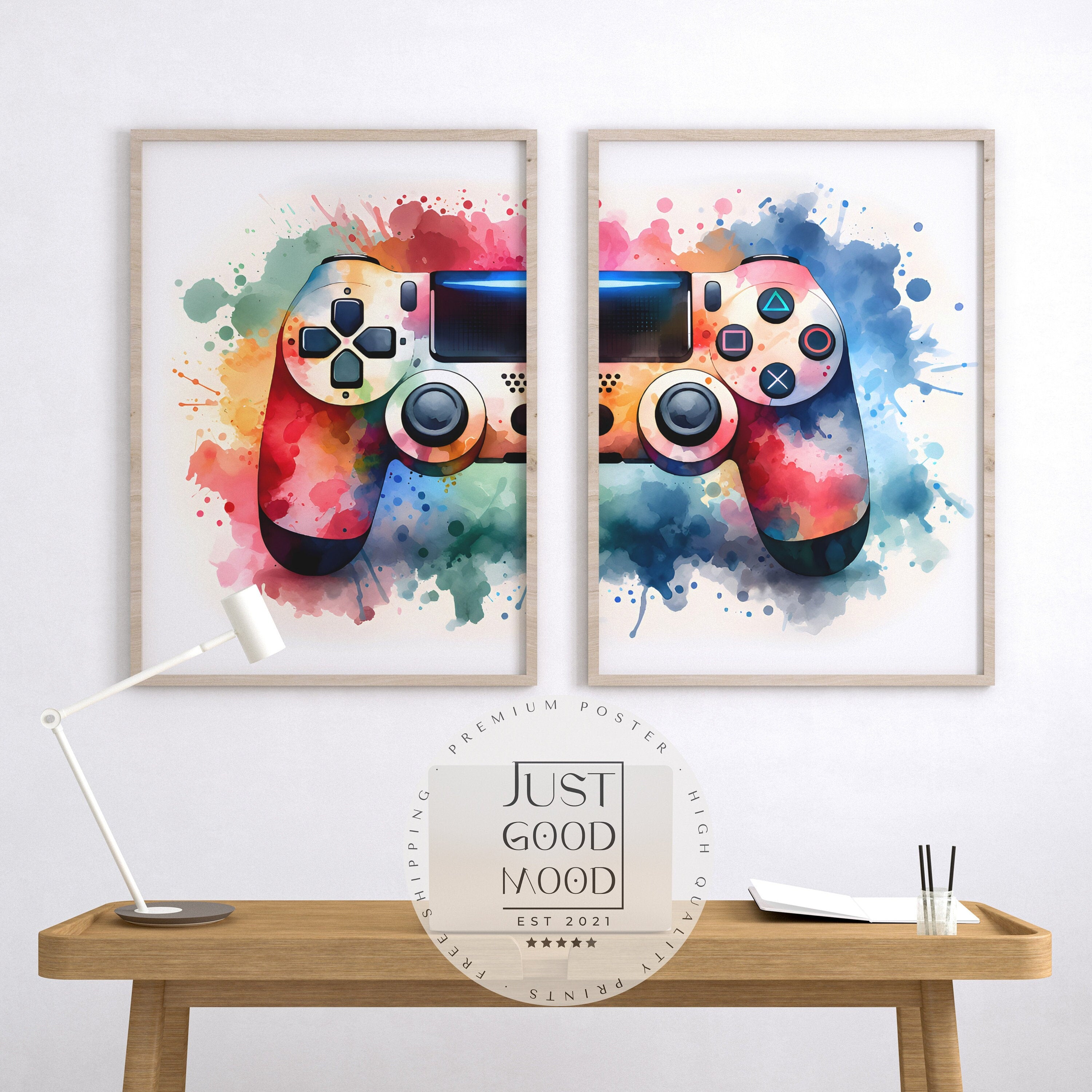 Gaming Poster 2er Set· Gaming Wandkunst · Gaming Raum Deko · Gamer Geschenk · Videospiel · Wand Deko · Esports Spiel·Deko Print· ohne Rahmen-0