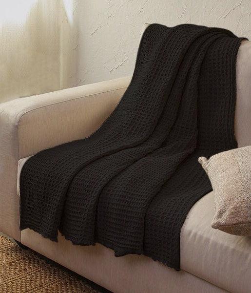 Pure Linen - Waffle Weave Throw Blanket - PRHOMZ