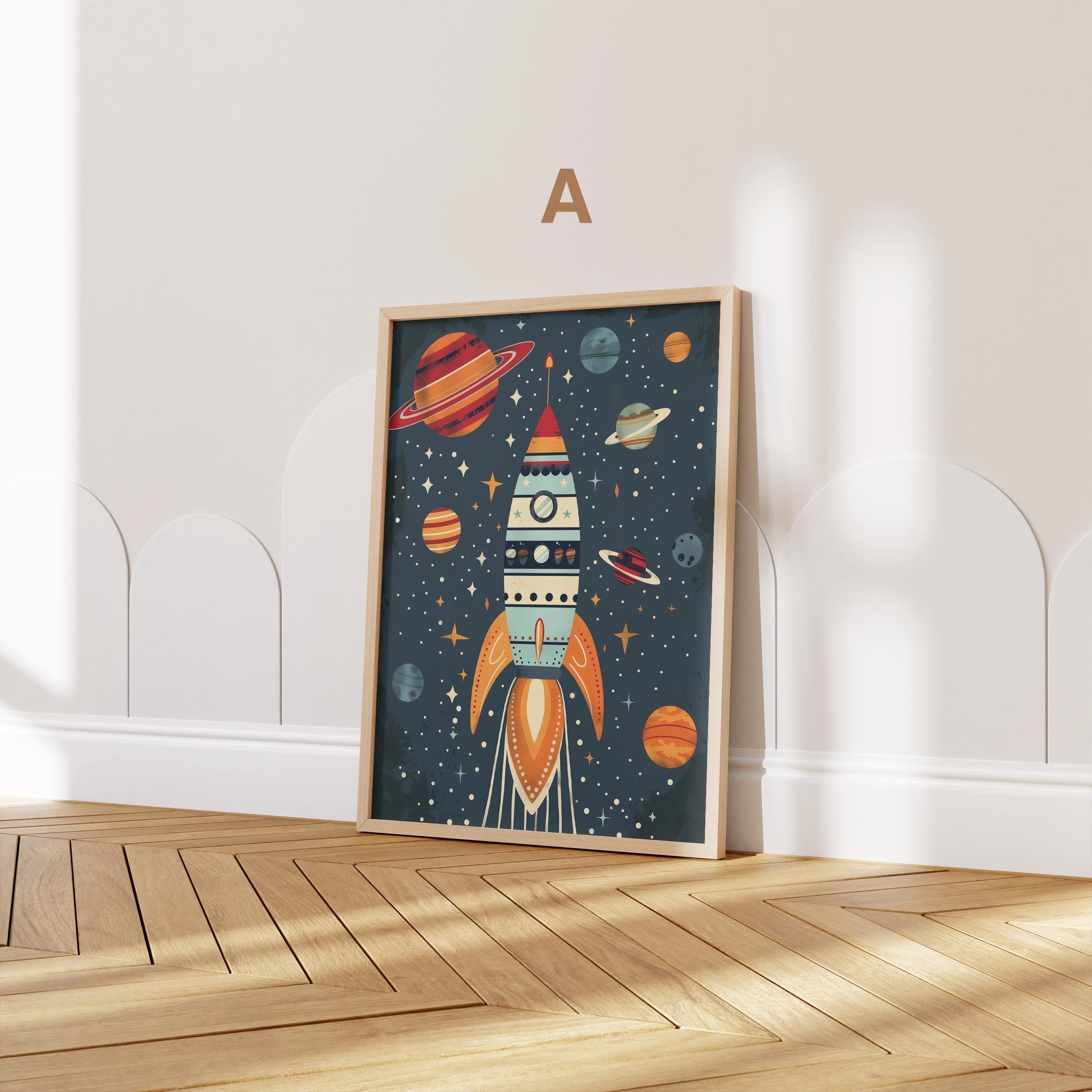 Astronaut Poster Kinderzimmer ยท Geschenkidee fรผr Kinder ยท Kinderzimmer Deko ยท Weltraum Rakete & Planeten ยท Deko Print ohne Rahmen-2
