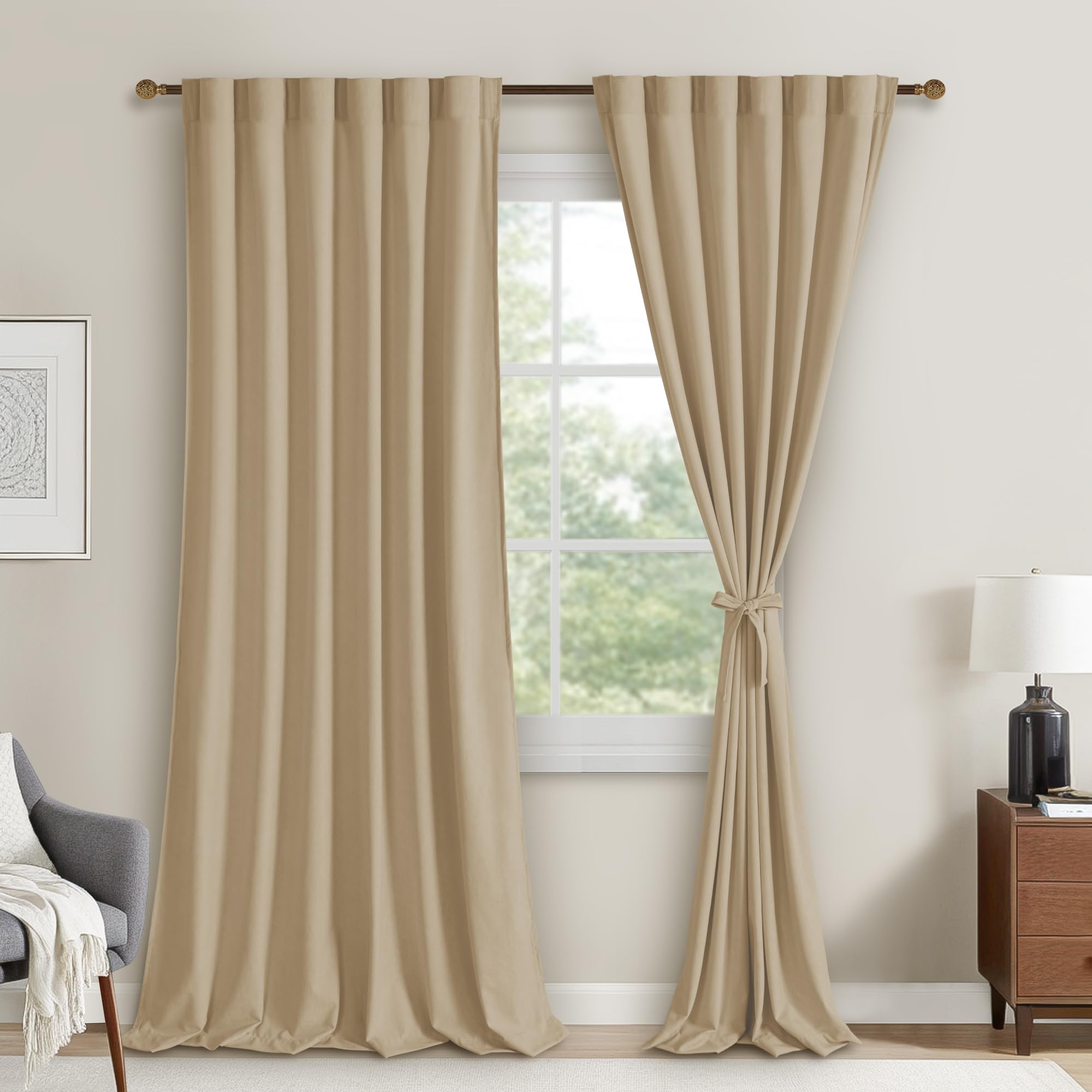 DWCN Velvet Curtains, 2 Panels - Rod Pocket and Back Tab-7