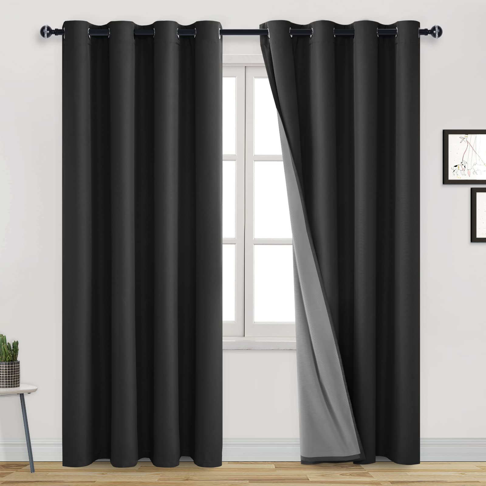 DWCN 100% Blackout Curtains with Grommet Top Design-0