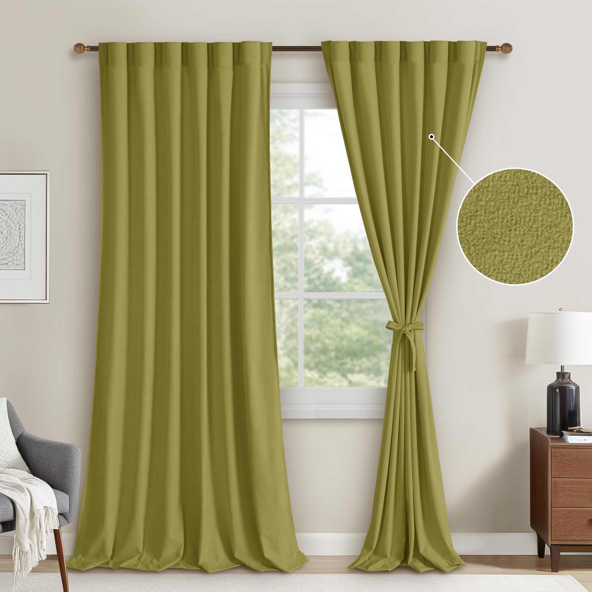 DWCN Velvet Curtains, 2 Panels - Rod Pocket and Back Tab-14