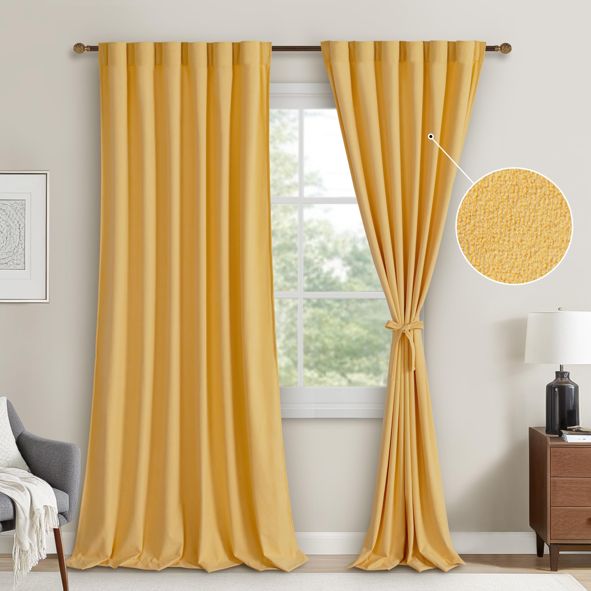 DWCN Velvet Curtains, 2 Panels - Rod Pocket and Back Tab-17