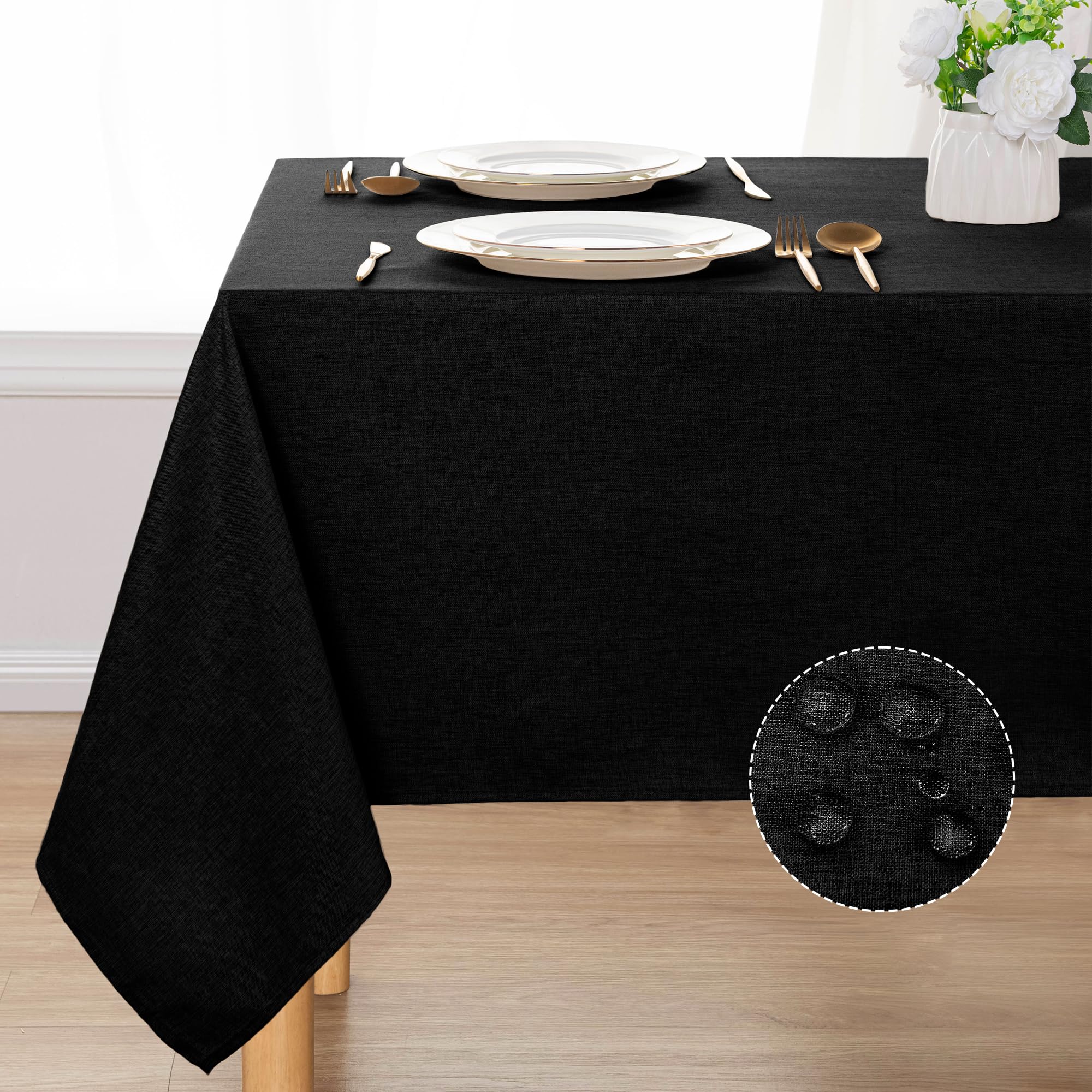 DWCN Rectangle Faux Linen Tablecloth-10