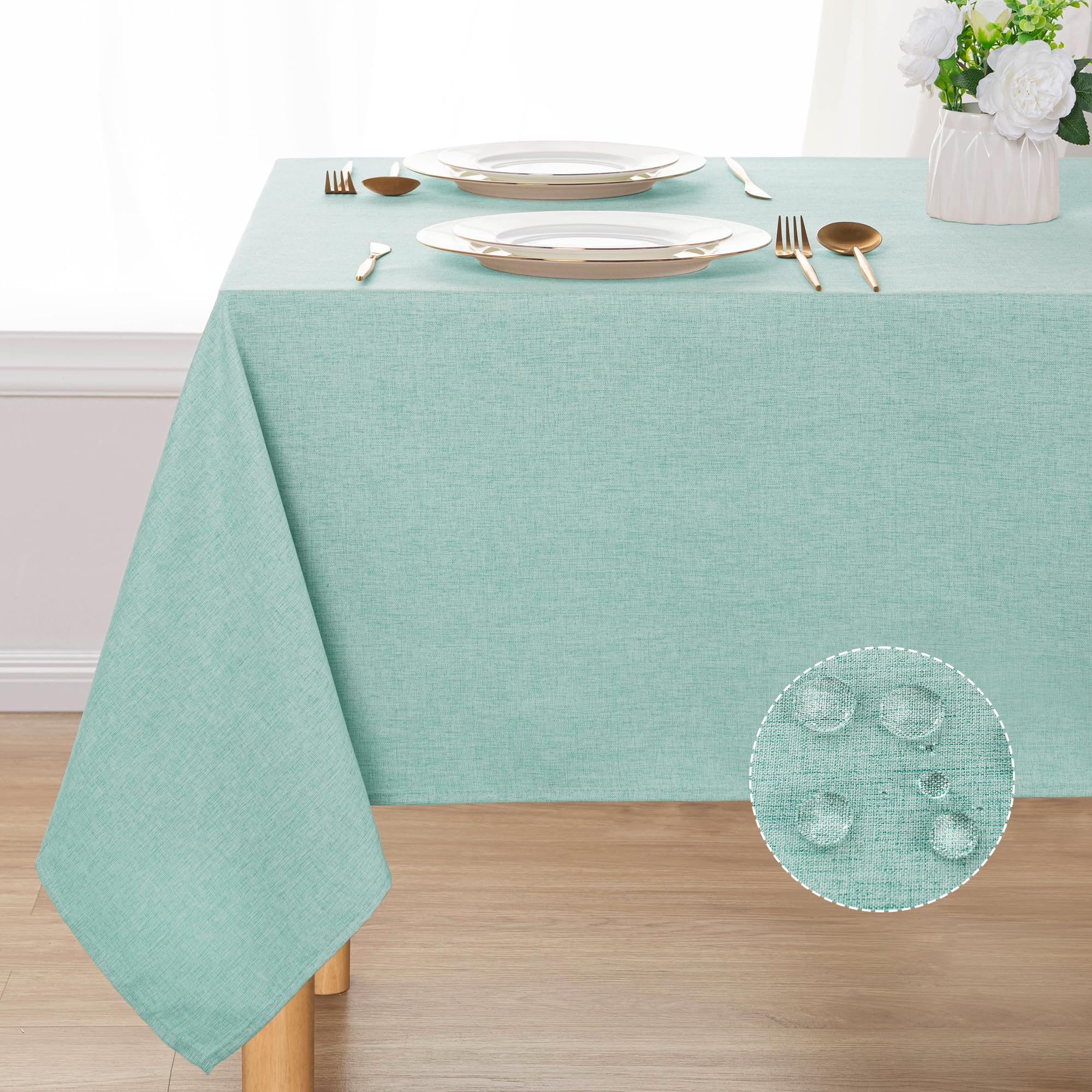 DWCN Rectangle Faux Linen Tablecloth-12
