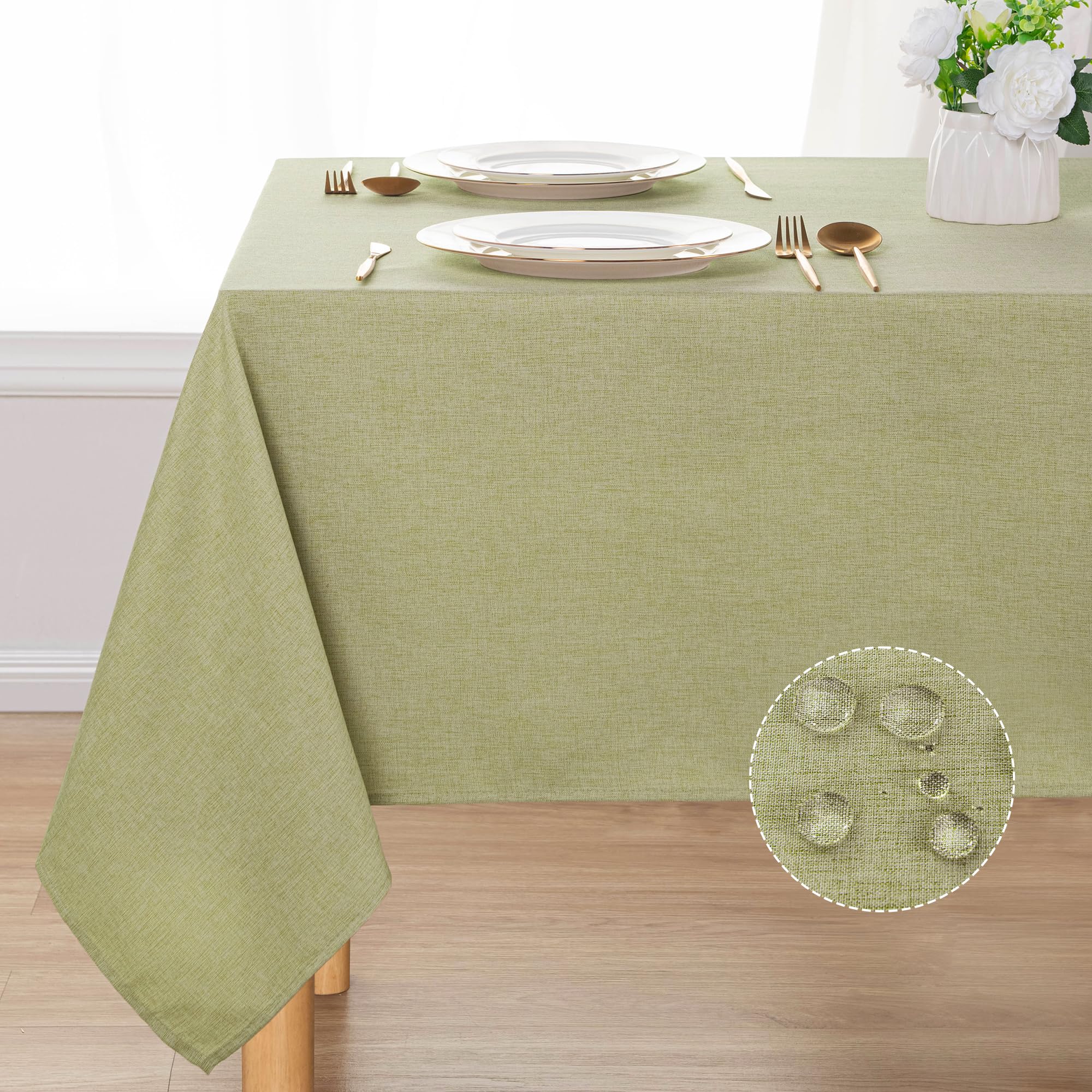 DWCN Rectangle Faux Linen Tablecloth-8