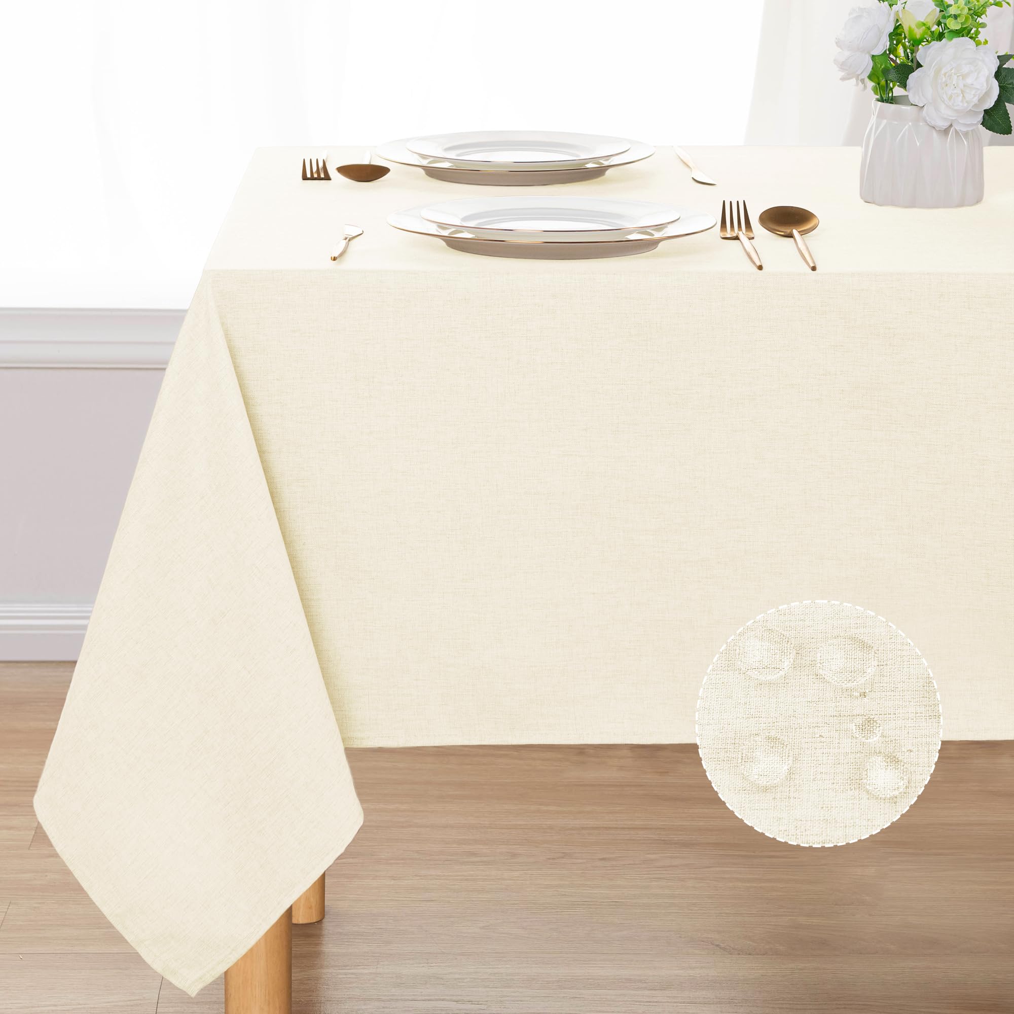 DWCN Rectangle Faux Linen Tablecloth-5