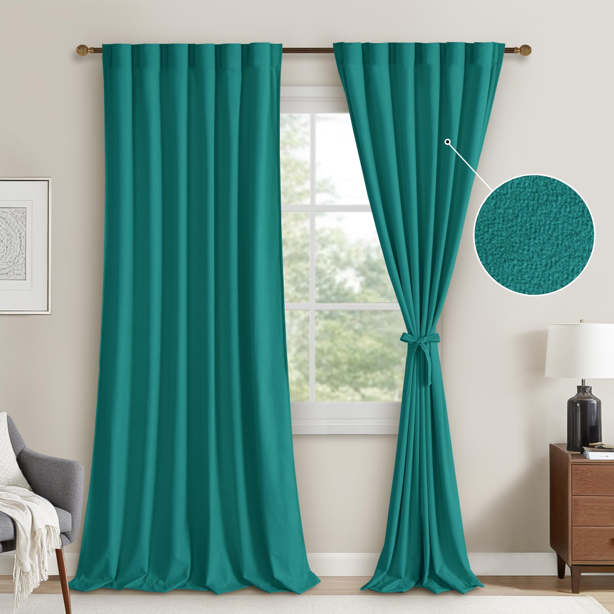 DWCN Velvet Curtains, 2 Panels - Rod Pocket and Back Tab-16