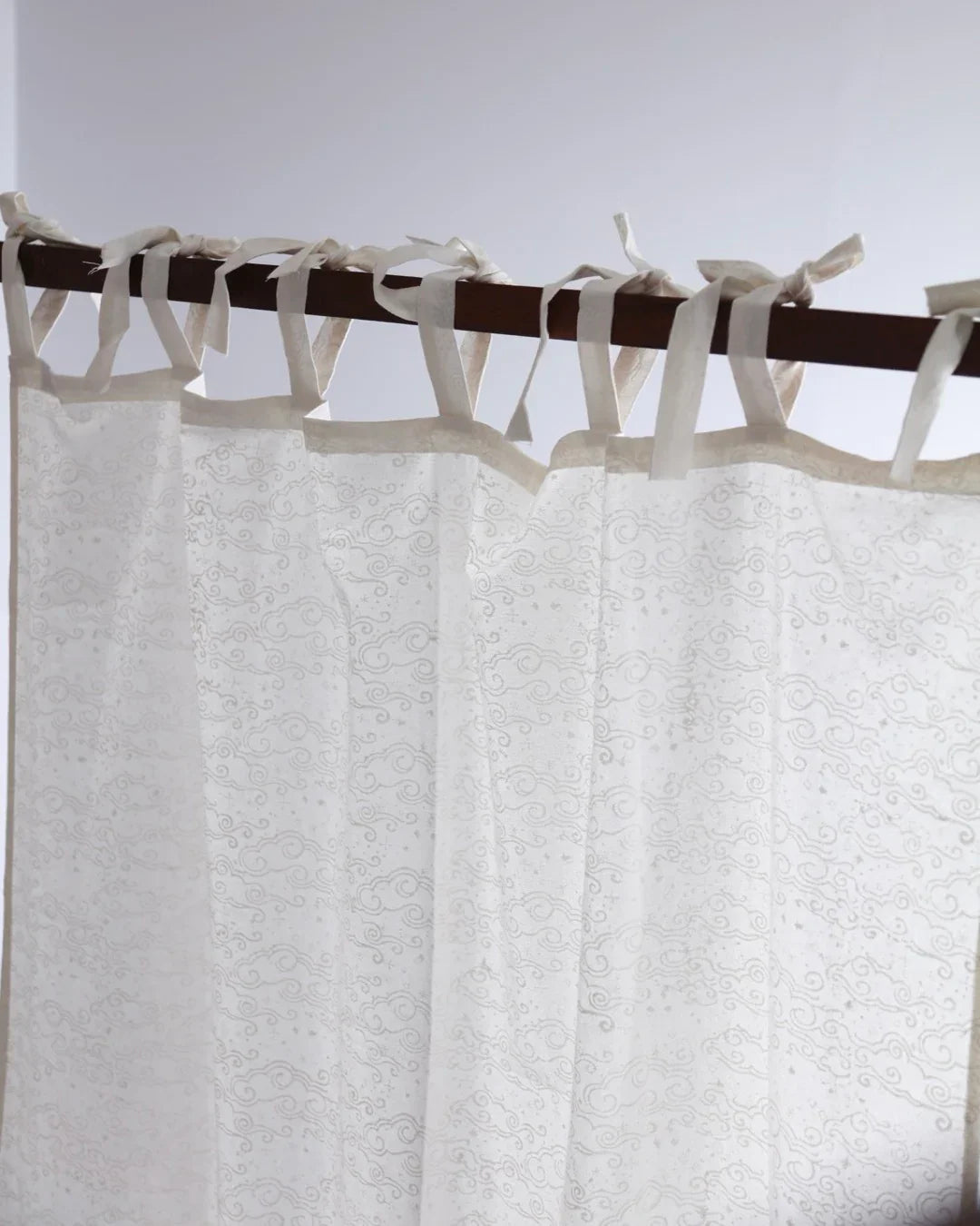White Hand Block Printed Linen Curtains | Starry Sky Design-1
