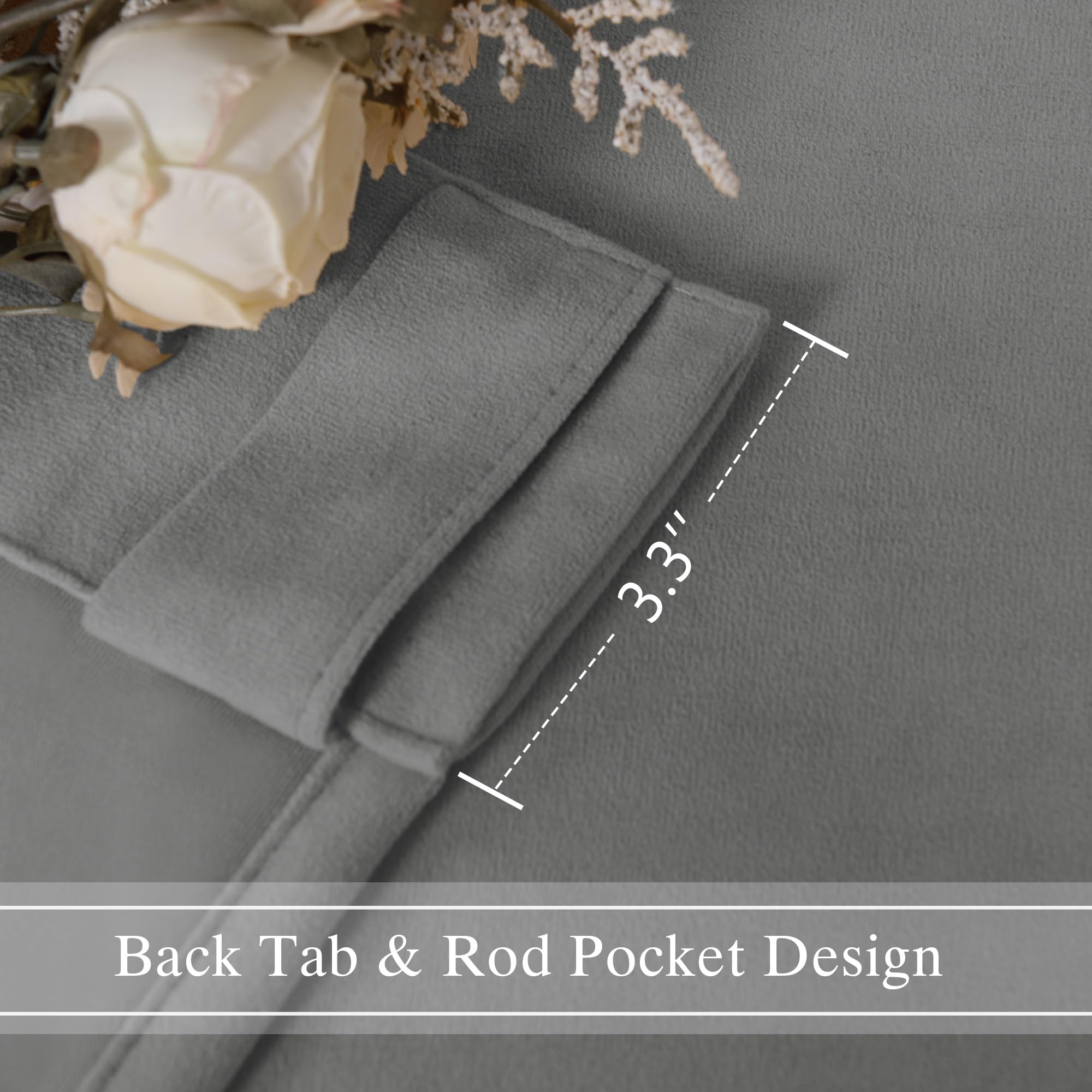 DWCN Velvet Curtains, 2 Panels - Rod Pocket and Back Tab-1