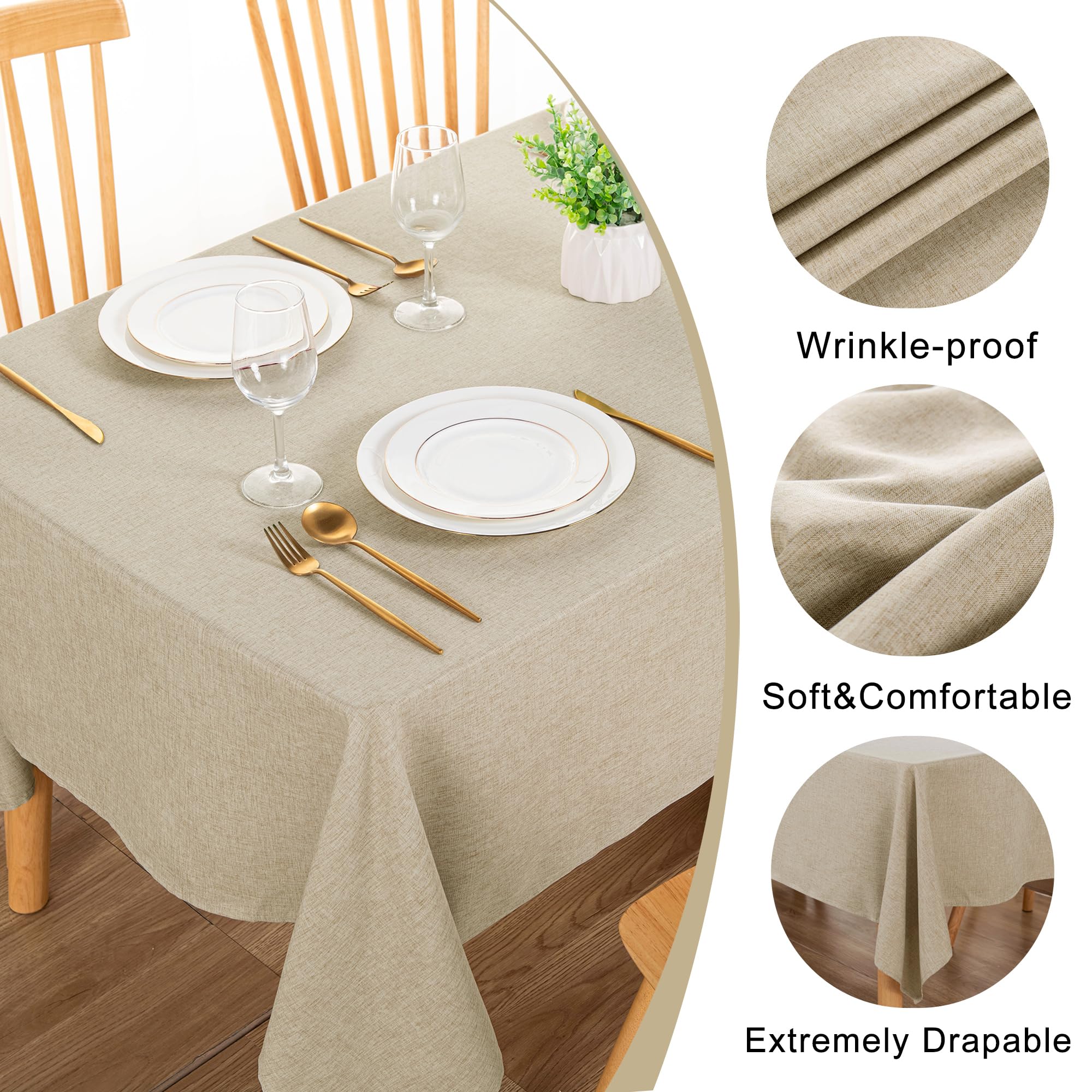DWCN Rectangle Faux Linen Tablecloth-2